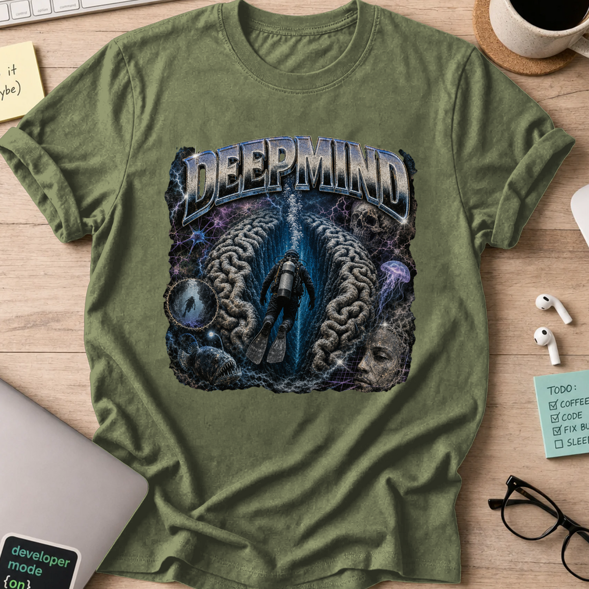Nerd Collection Artwork 027 Shirt - Military Green mockup