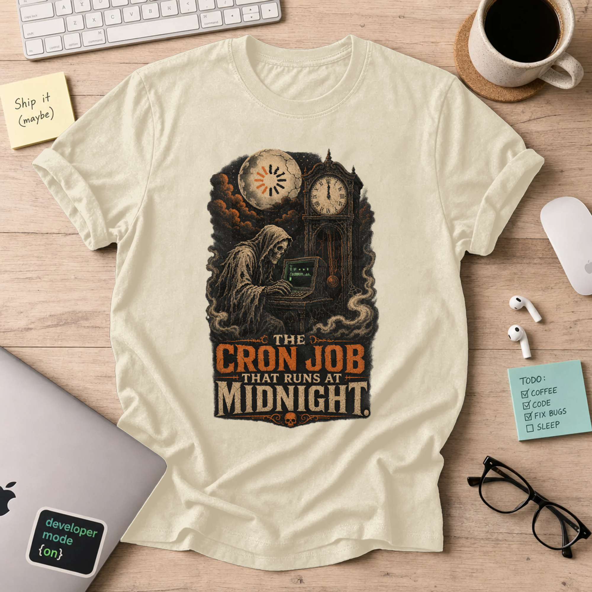 The Cron Job That Runs at Midnight Shirt — Natural