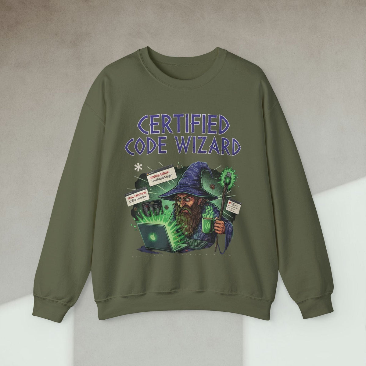 Code Culture certified code wizard sweatshirt funny programmer Sweatshirt in S — Code Culture developer clothing