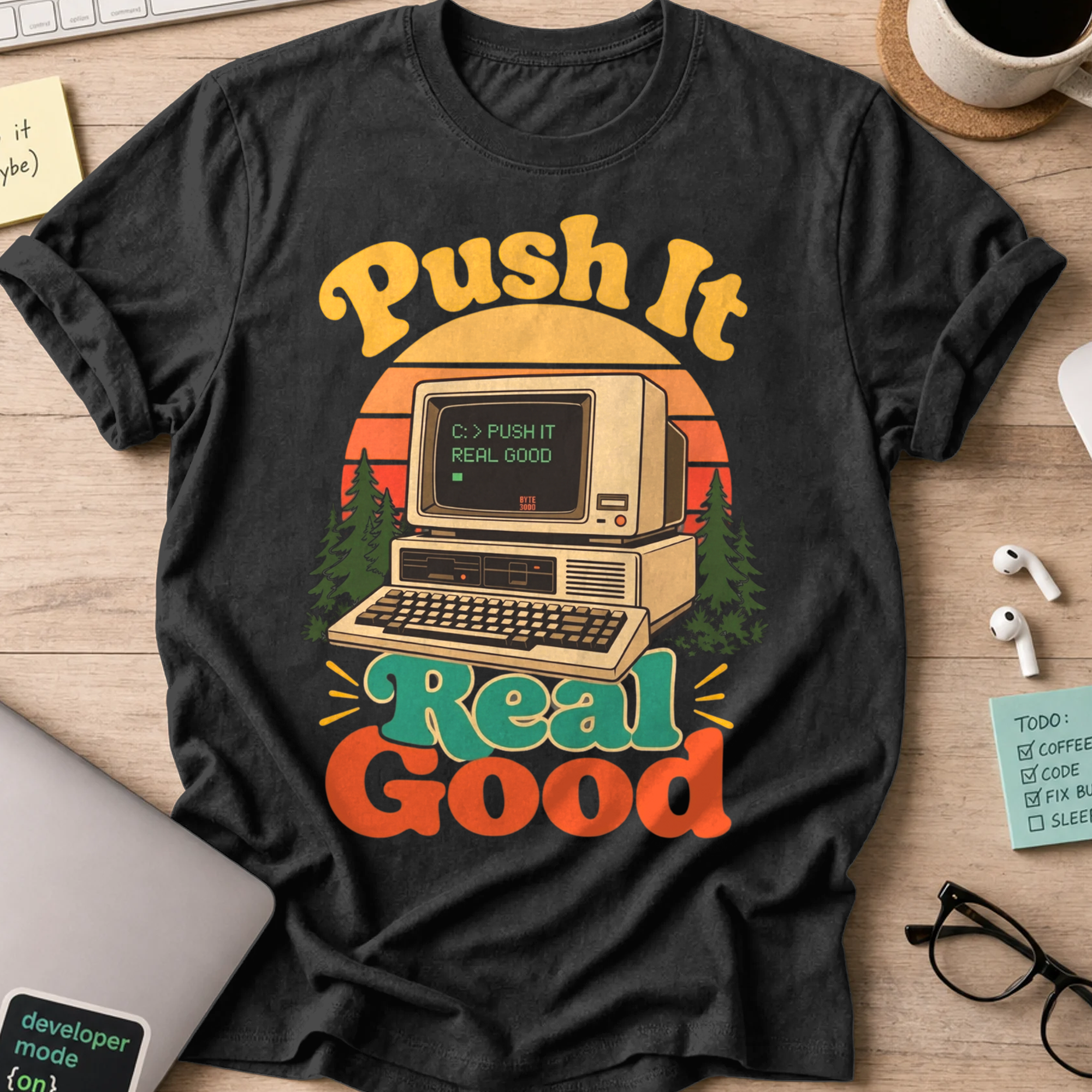 Push It Real Good Retro Shirt — Black