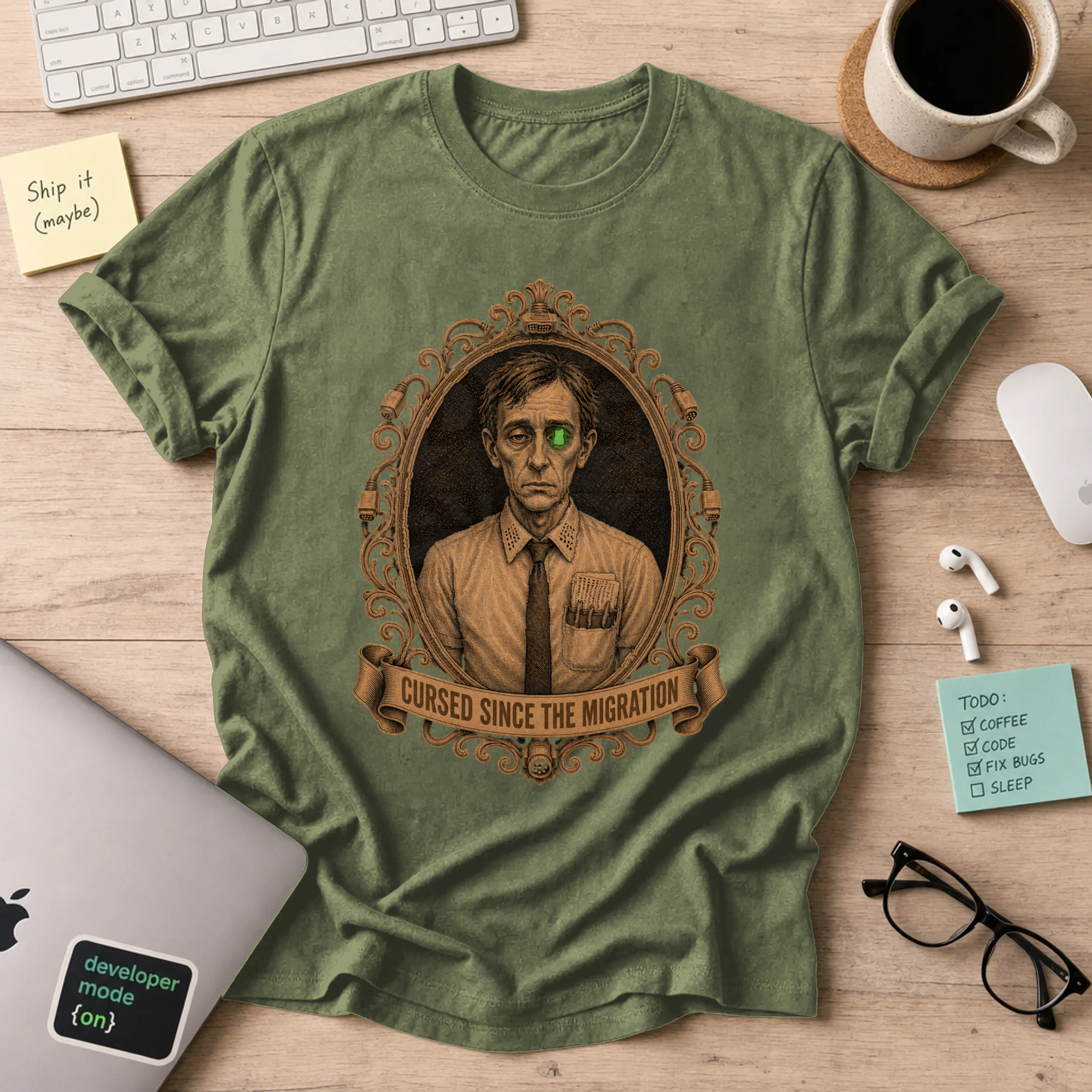 Cursed Since the Migration Shirt — Military Green