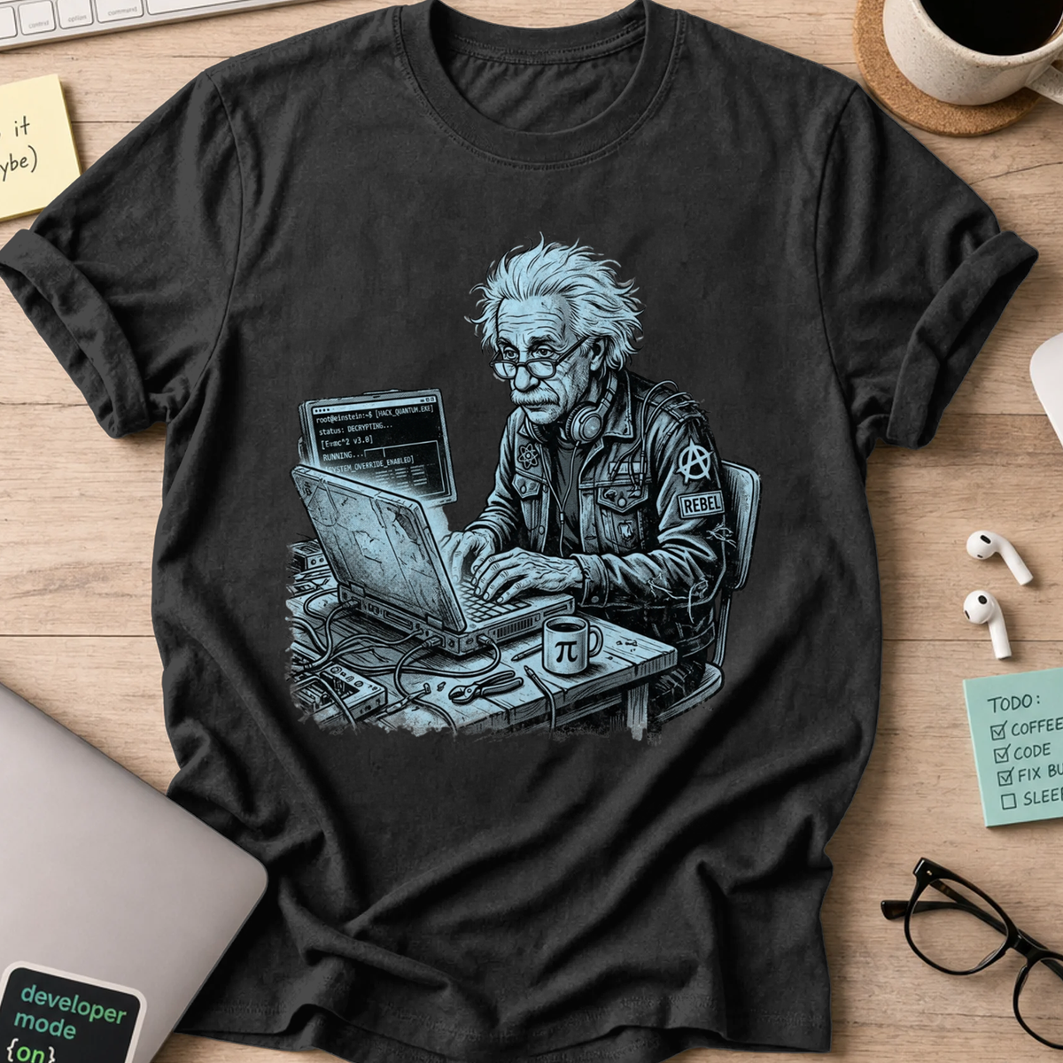 Mad Scientist Coder Shirt - Black