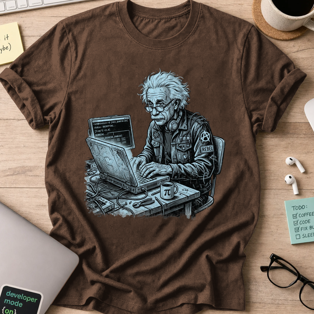 Mad Scientist Coder Shirt - Dark Chocolate