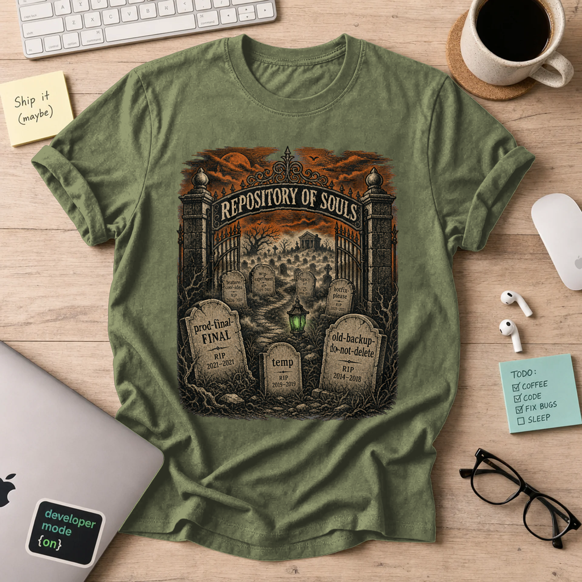 Repository of Souls Shirt — Military Green