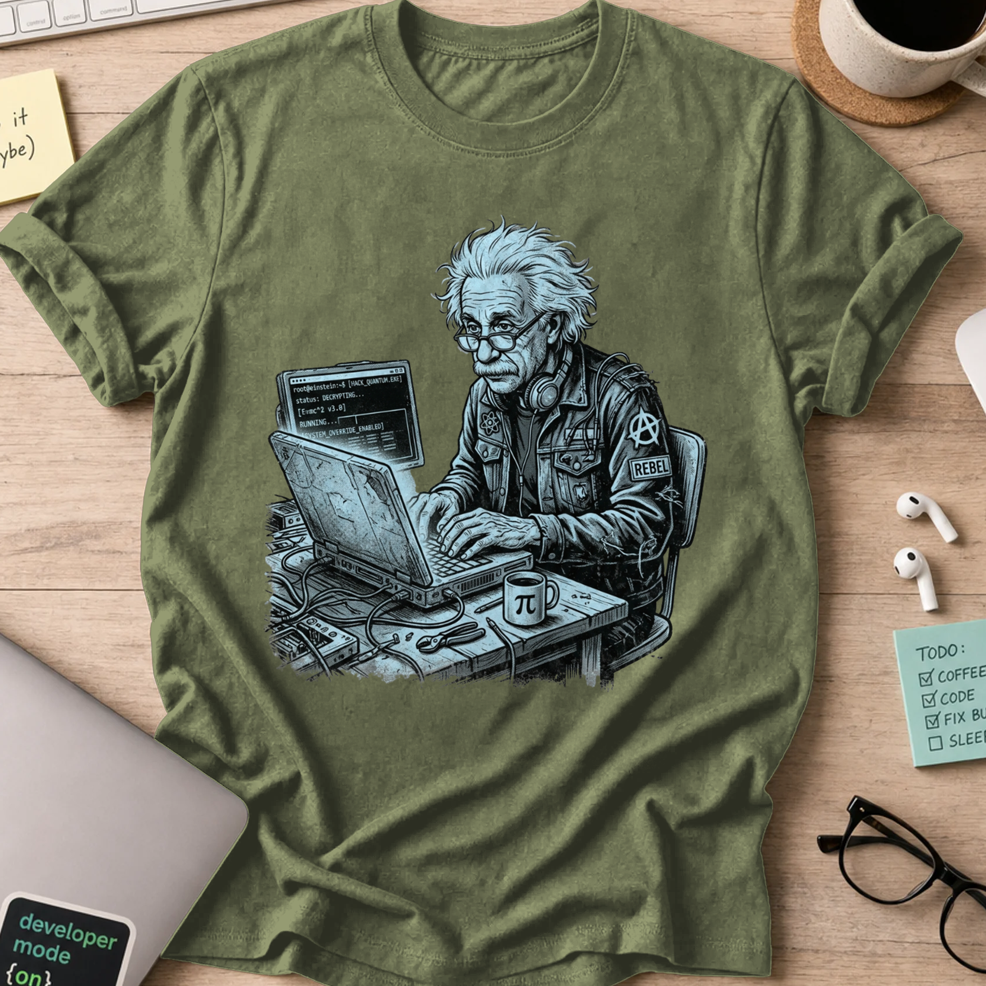 Mad Scientist Coder Shirt - Military Green