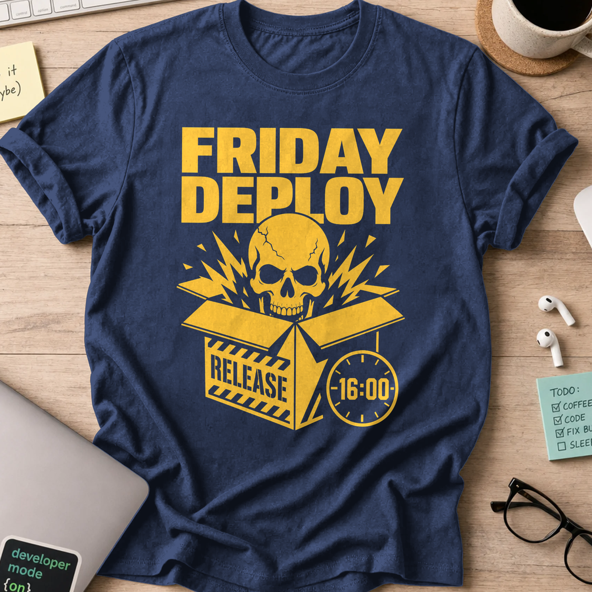 Friday Deploy Release Shirt — Navy