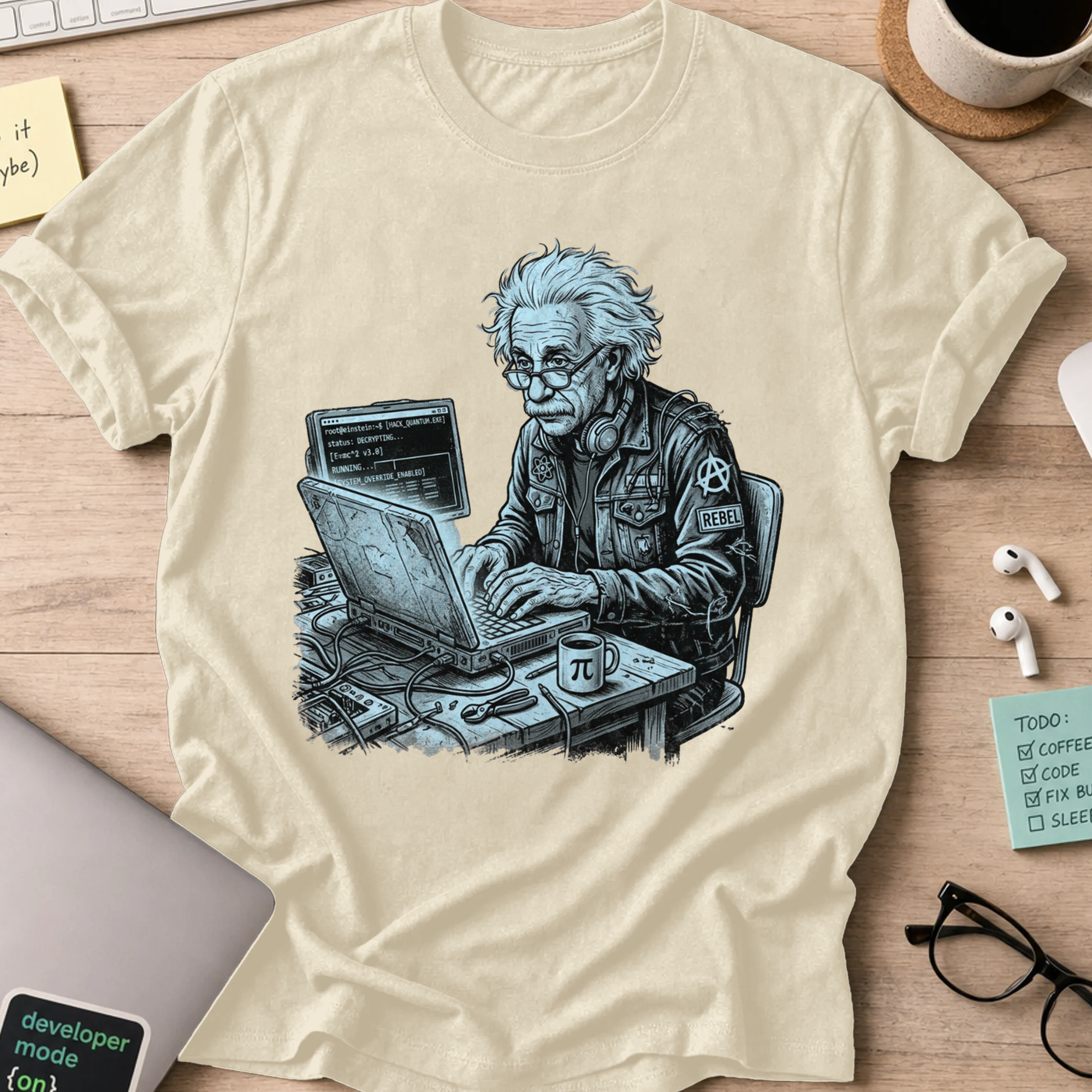 Mad Scientist Coder Shirt - Natural