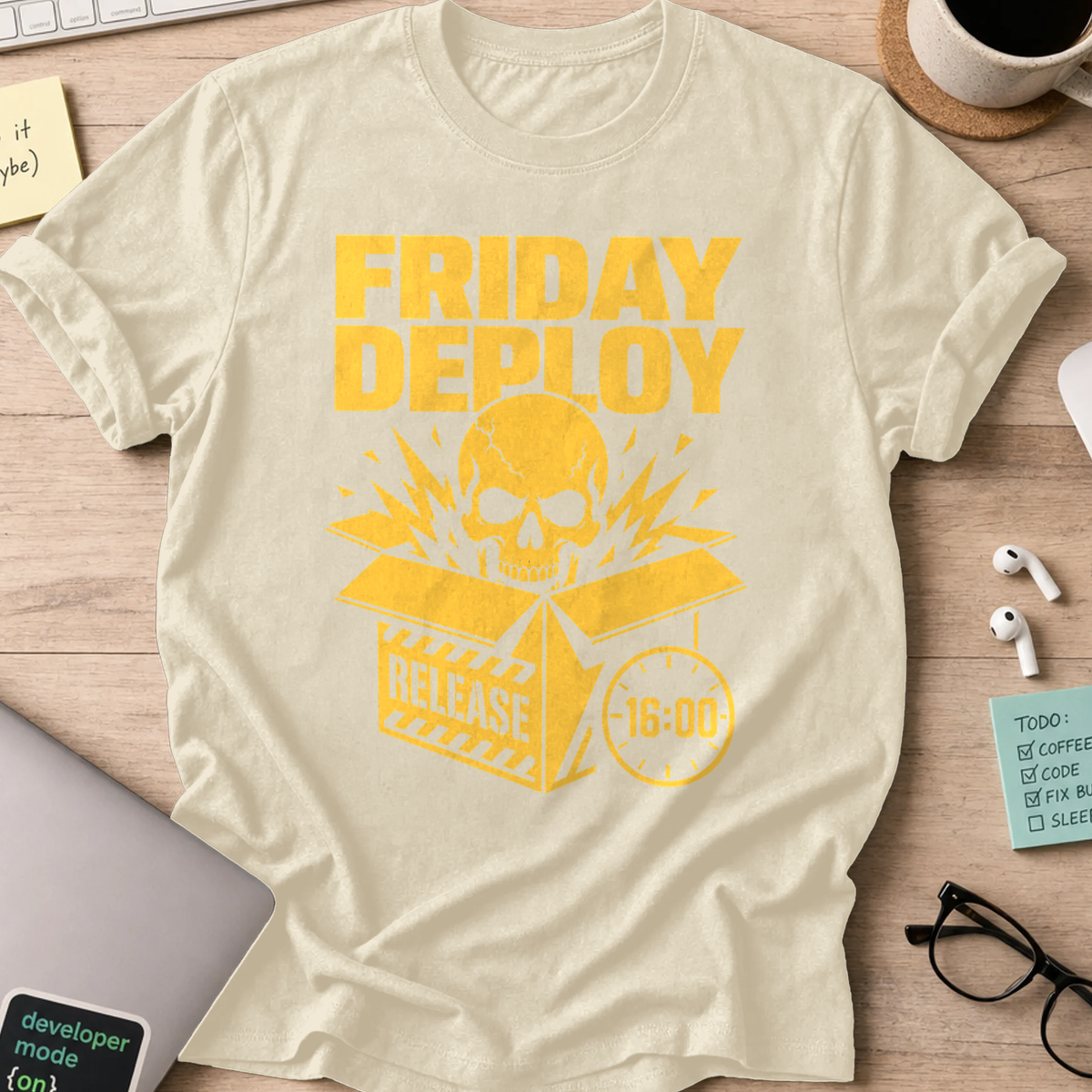 Friday Deploy Release Shirt — Natural