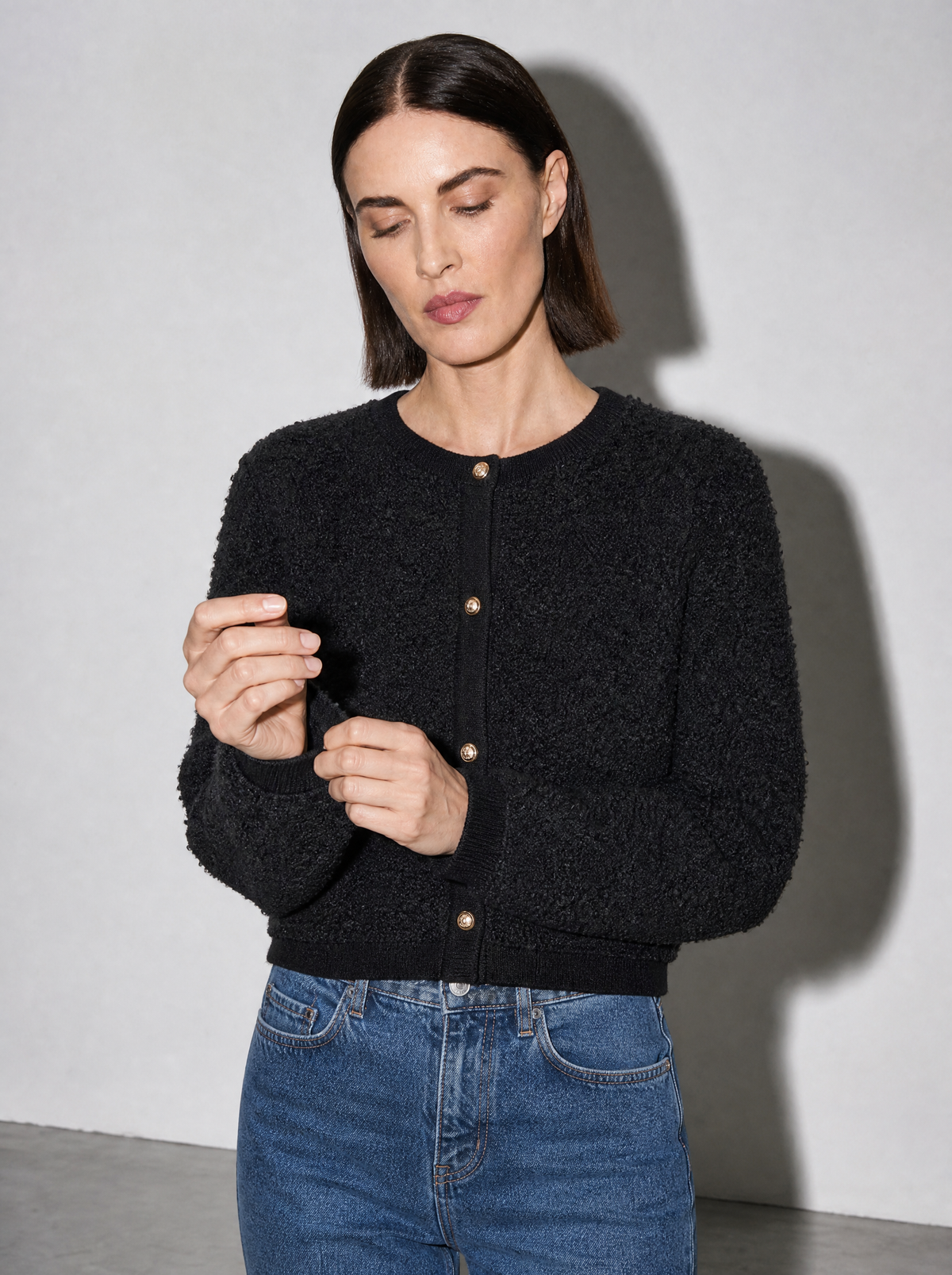 Women's Cardigan Textured Button Front