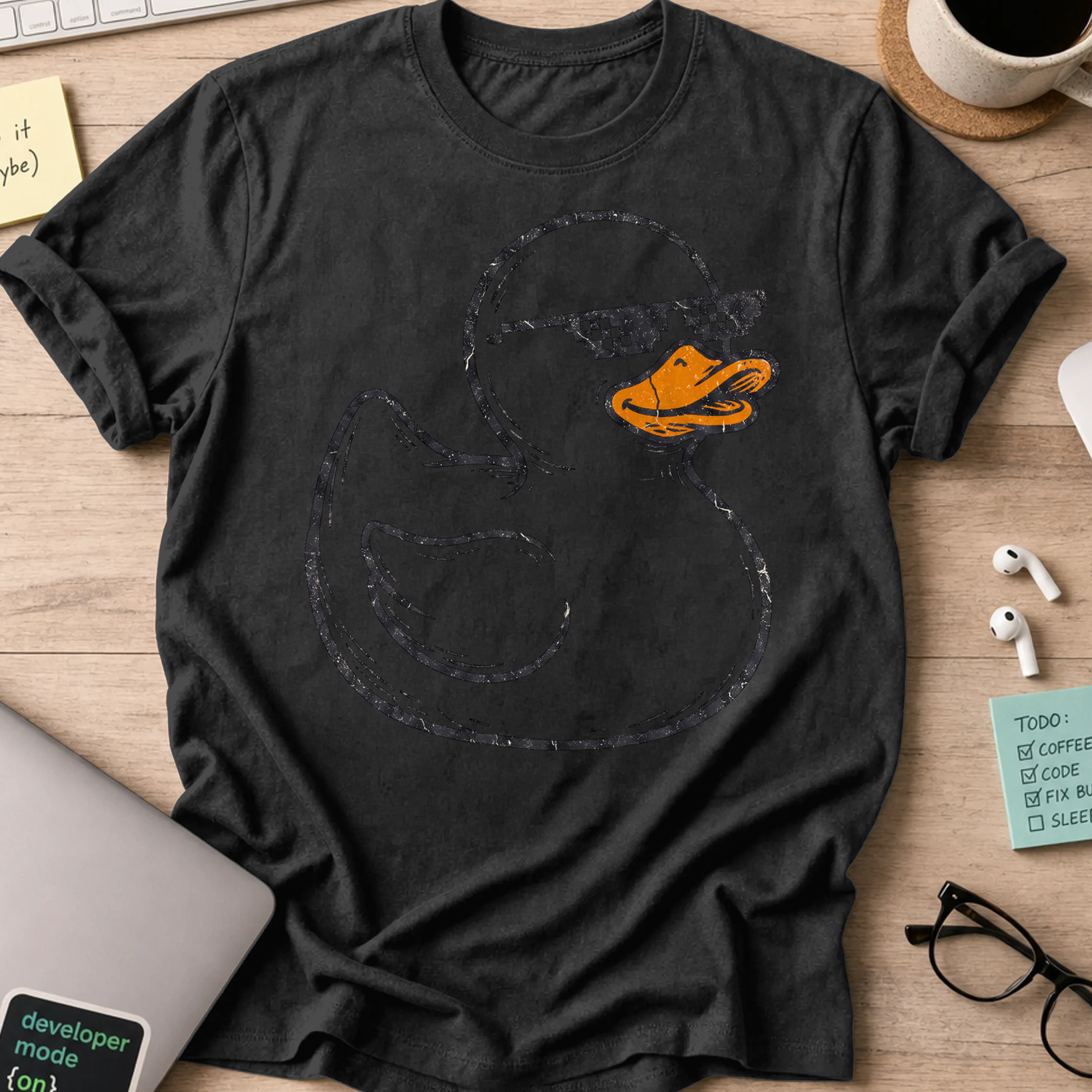 Rubber Duck Line Art Shirt — Black