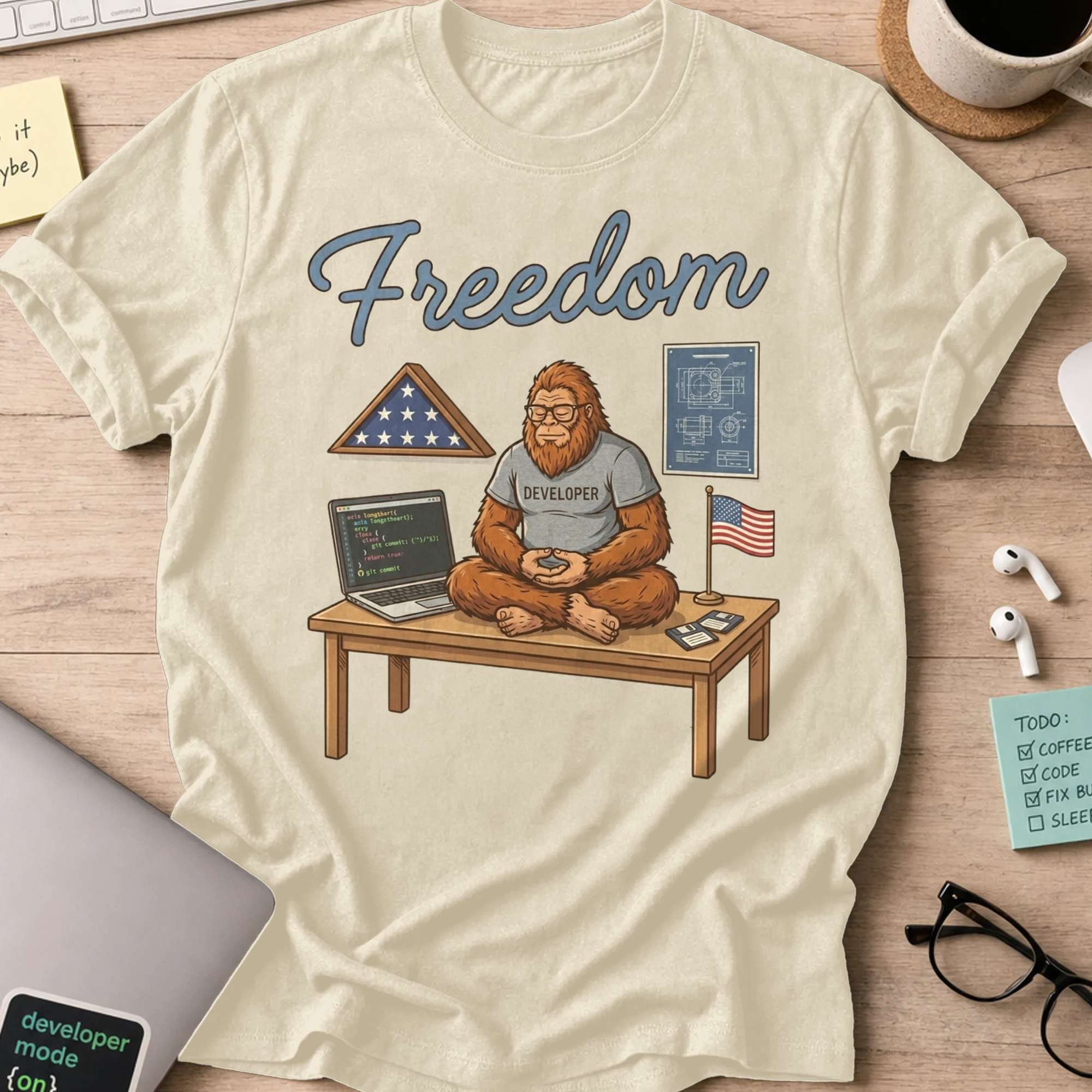 Freedom Bigfoot Coding Shirt - Natural