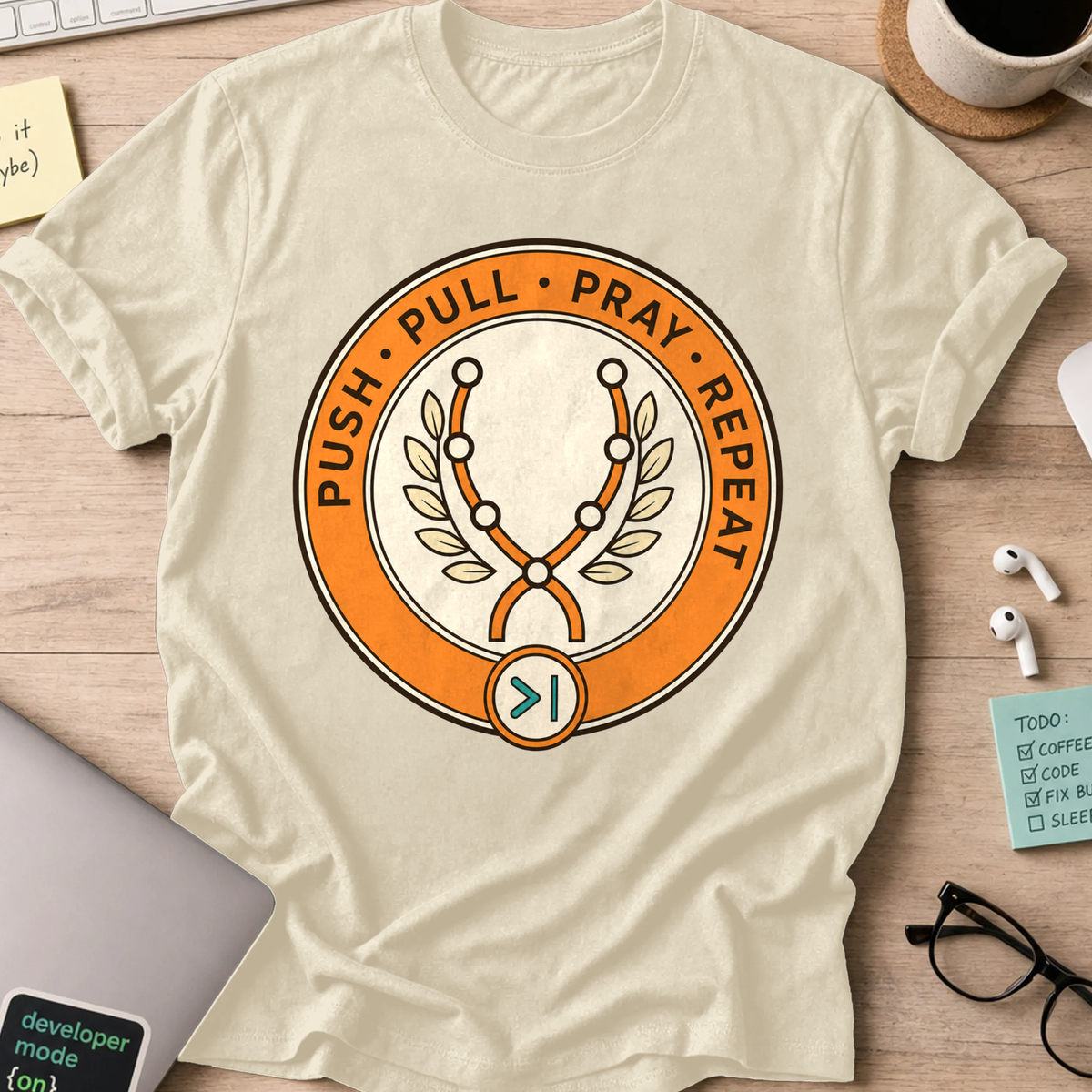 Push Pull Pray Repeat Shirt — Natural