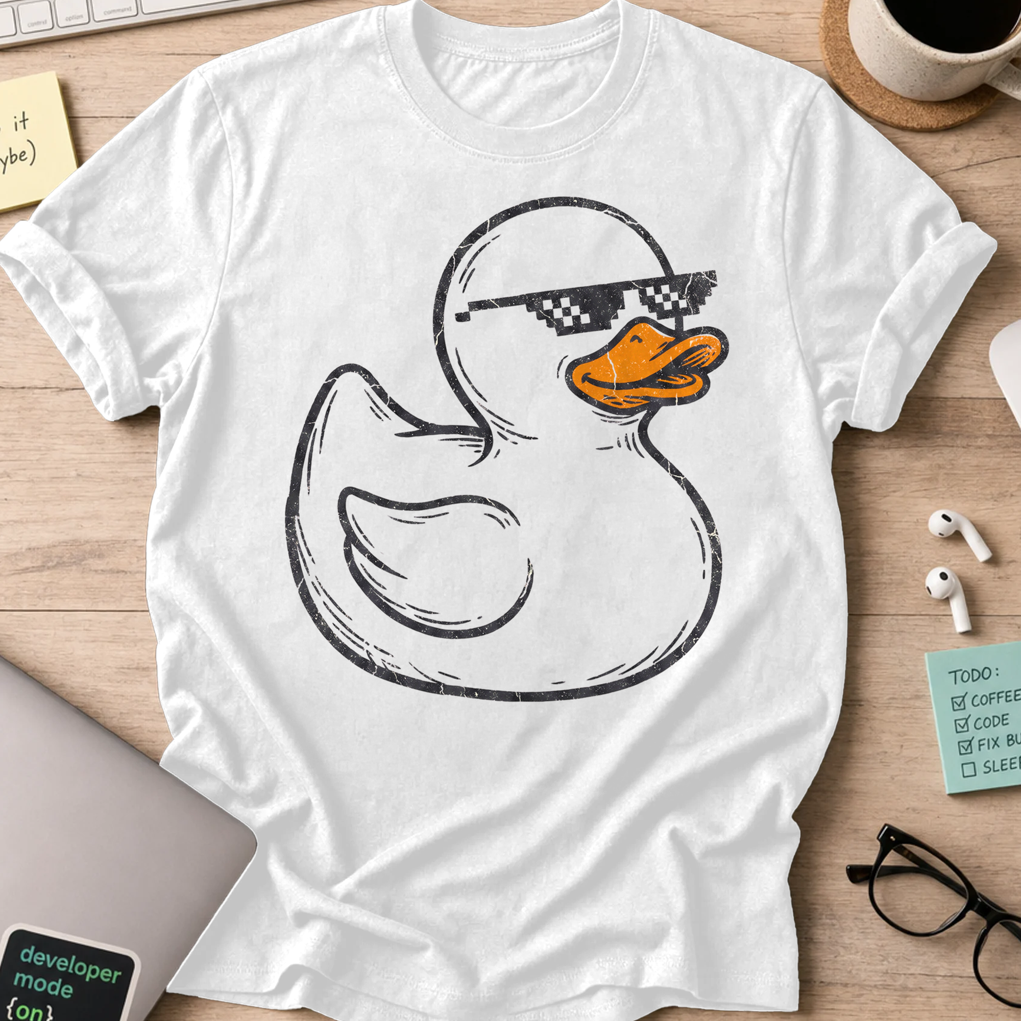 Rubber Duck Line Art Shirt — White