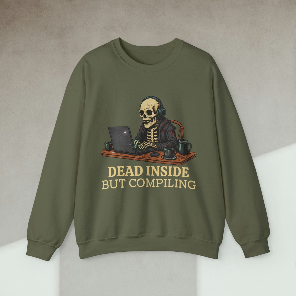 Code Culture dead inside but compiling sweatshirt funny programmer Sweatshirt in S — Code Culture developer clothing