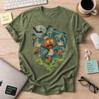 Pumpkin Panic Halloween Shirt — Military Green