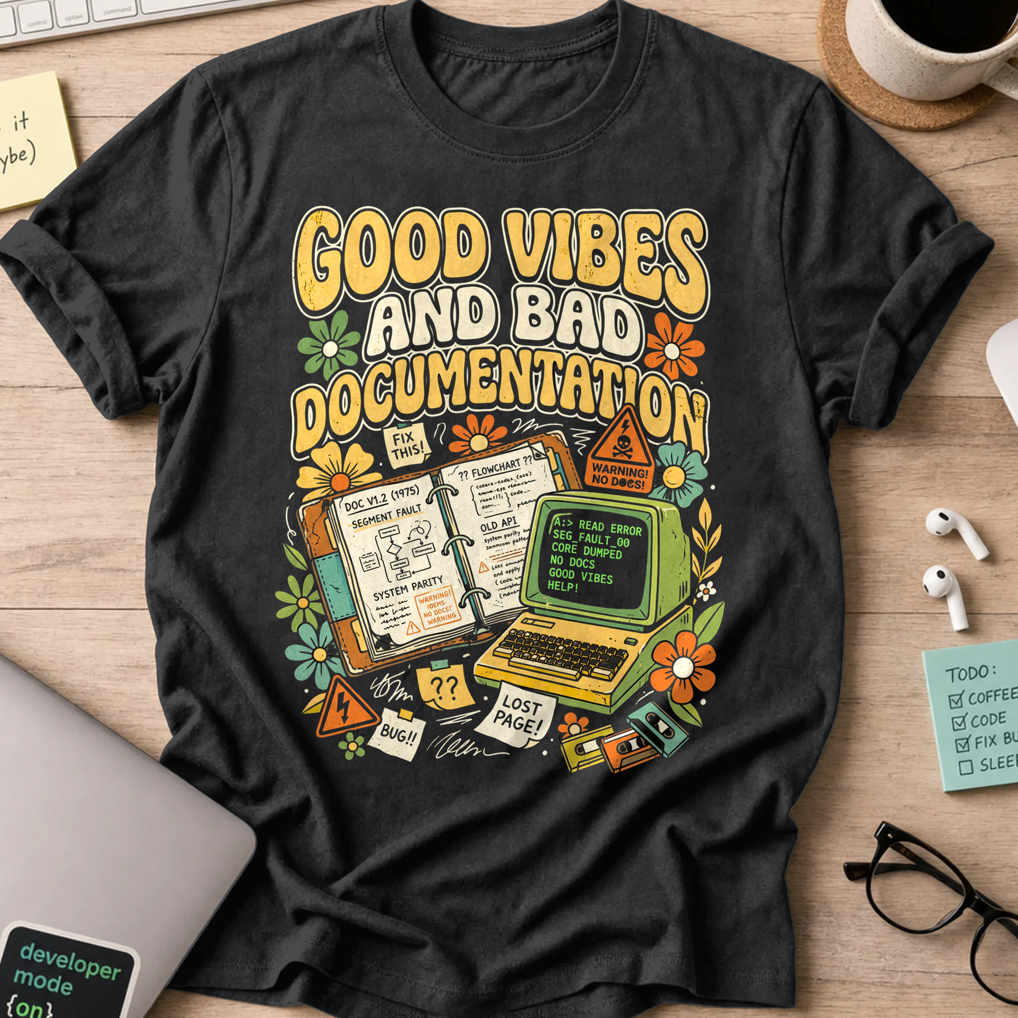 Good Vibes And Bad Documentation Shirt — Black