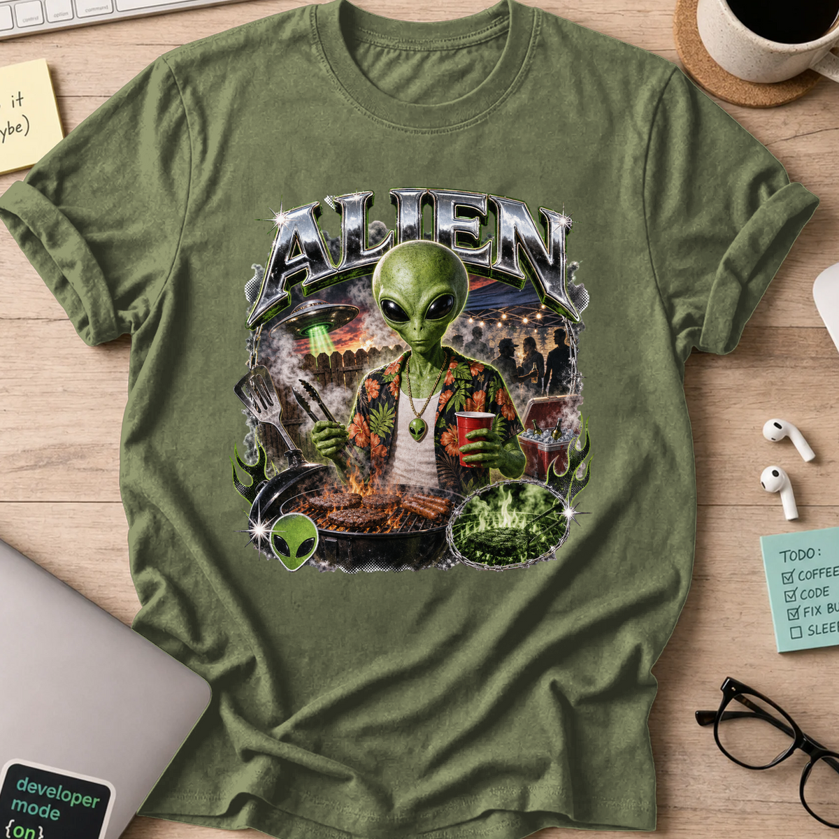 Nerd Collection Artwork 031 Shirt - Military Green mockup