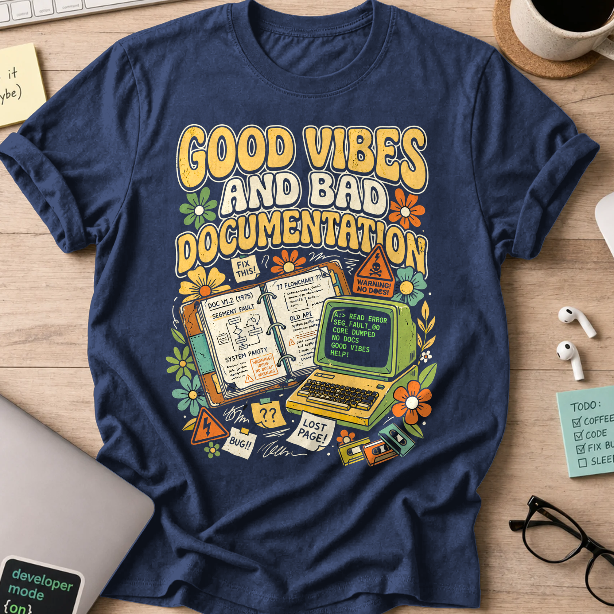 Good Vibes And Bad Documentation Shirt — Navy