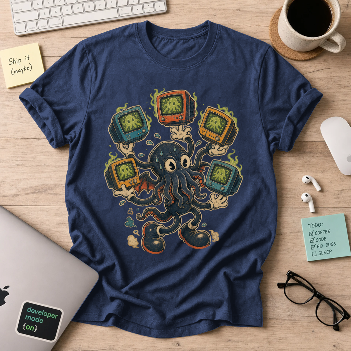 Octopus TV Monster Shirt — Navy