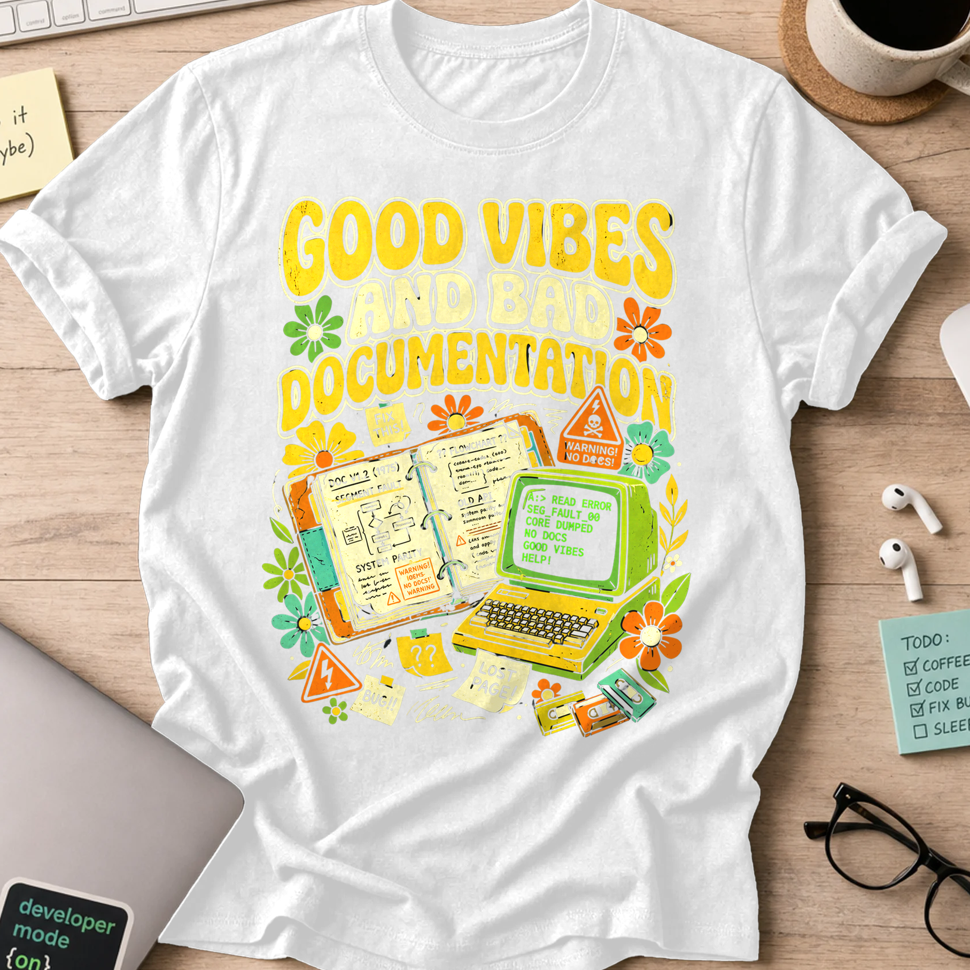 Good Vibes And Bad Documentation Shirt — White