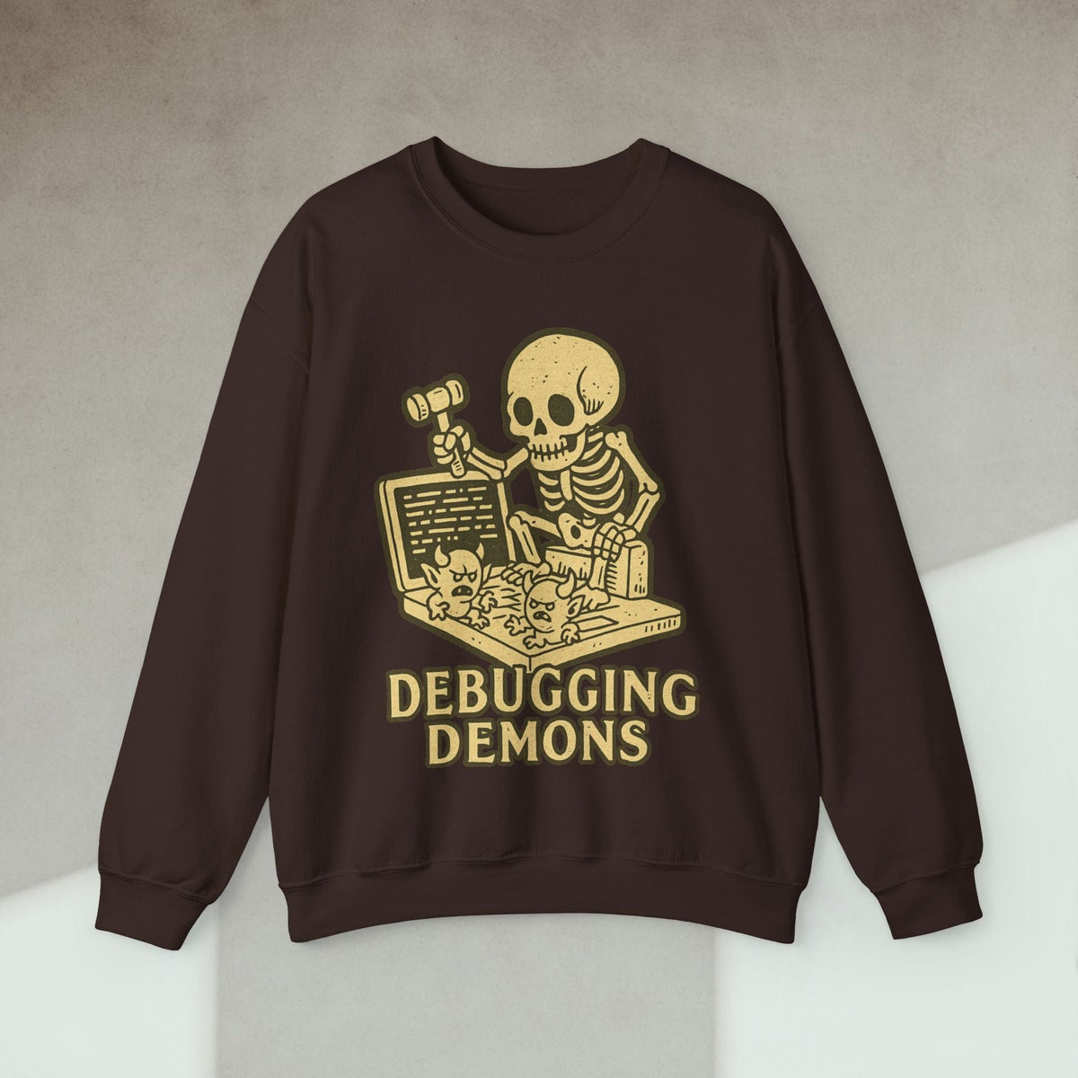 Code Culture debugging demons sweatshirt funny programmer Sweatshirt in S — Code Culture developer clothing