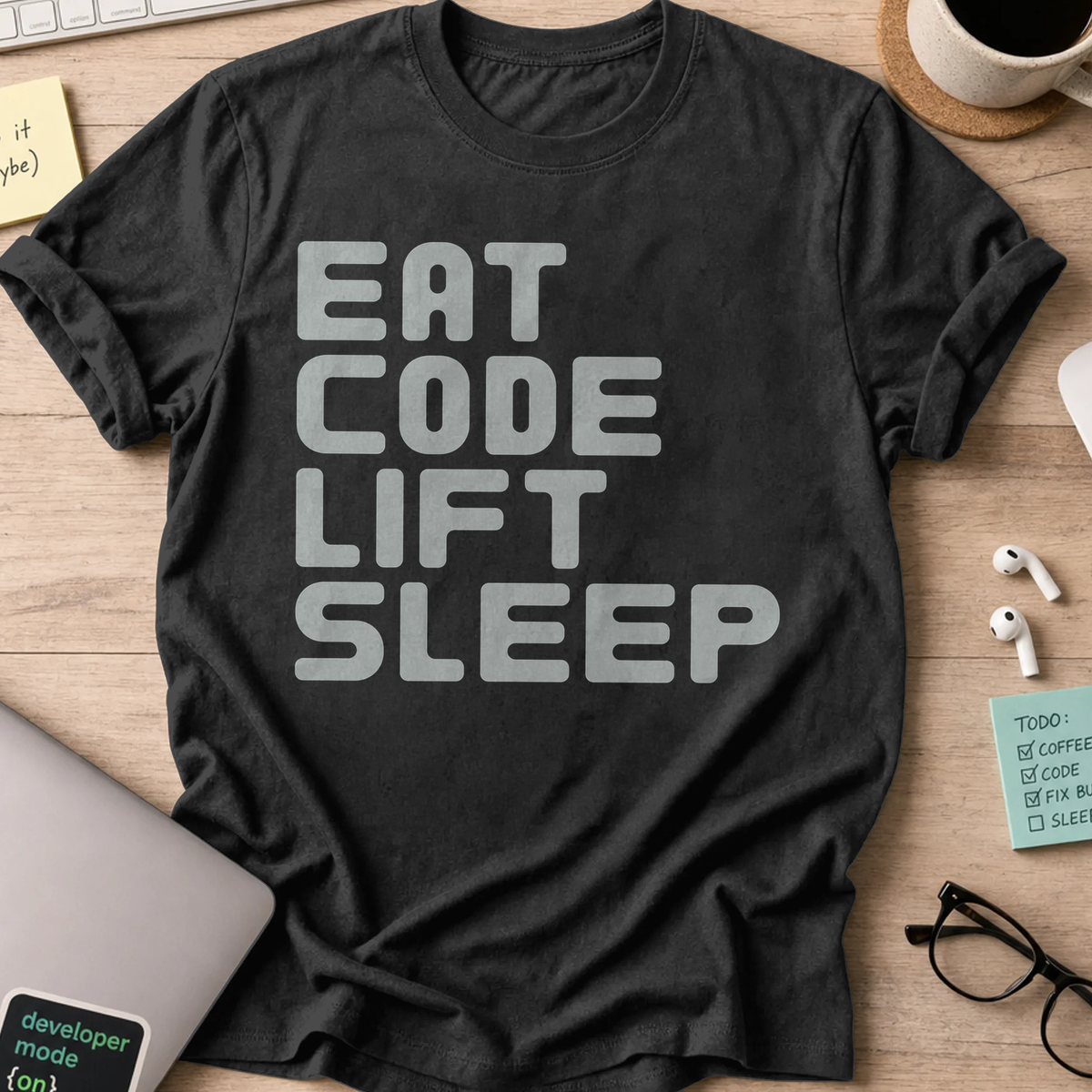 Eat Code Lift Sleep Shirt - Black