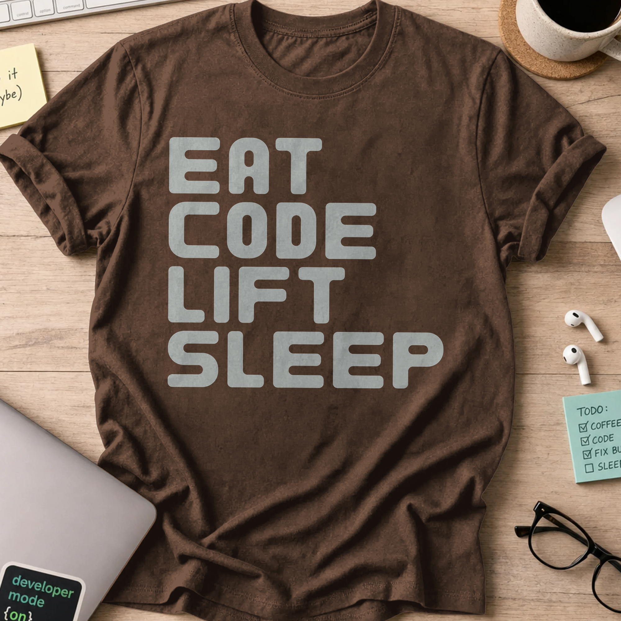 Eat Code Lift Sleep Shirt - Dark Chocolate