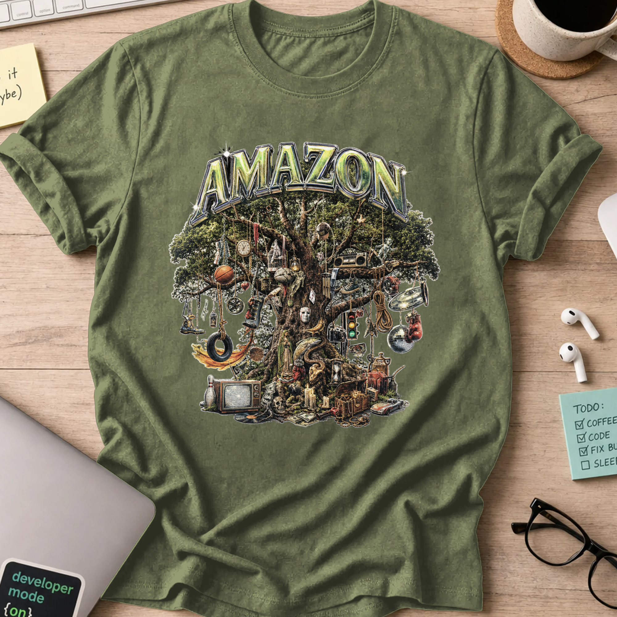 Nerd Collection Artwork 032 Shirt - Military Green mockup
