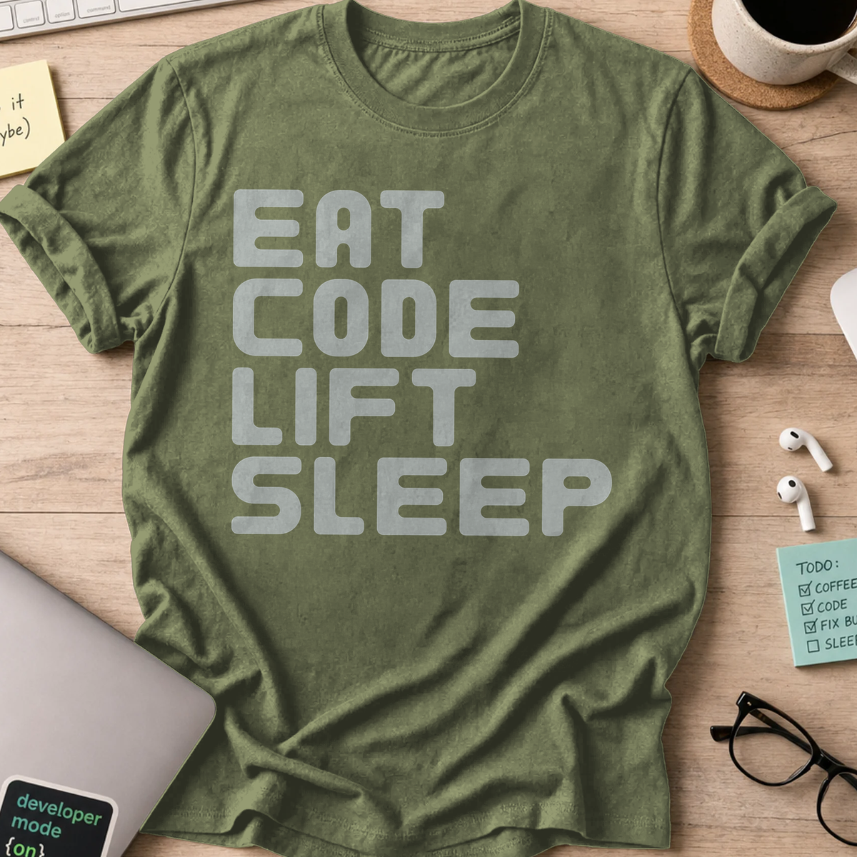 Eat Code Lift Sleep Shirt - Military Green