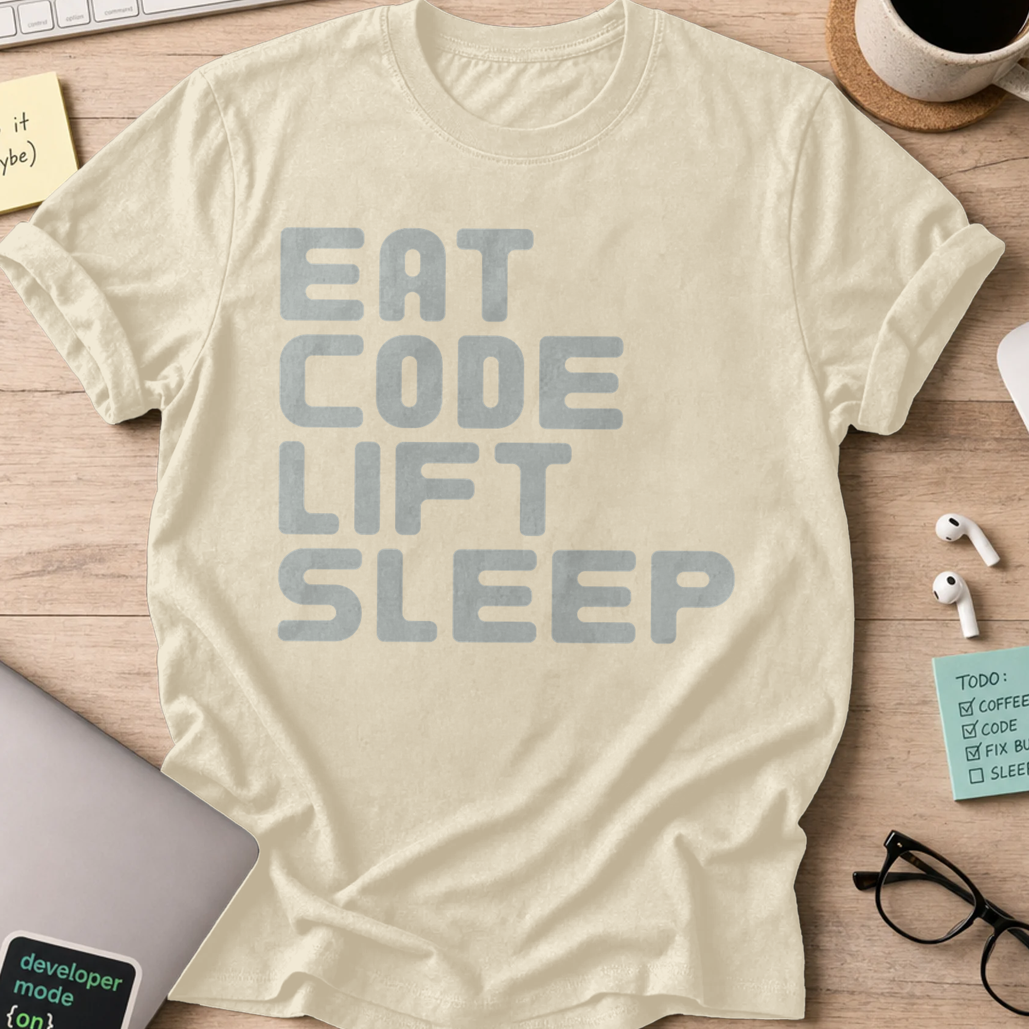 Eat Code Lift Sleep Shirt - Natural