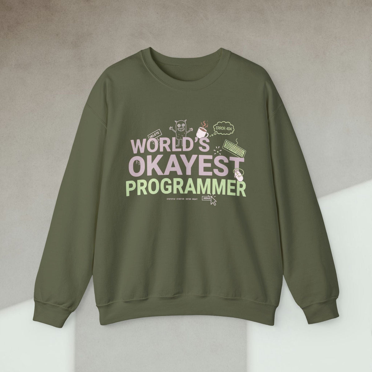 Code Culture world's okayest programmer sweatshirt funny programmer Sweatshirt in S — Code Culture developer clothing