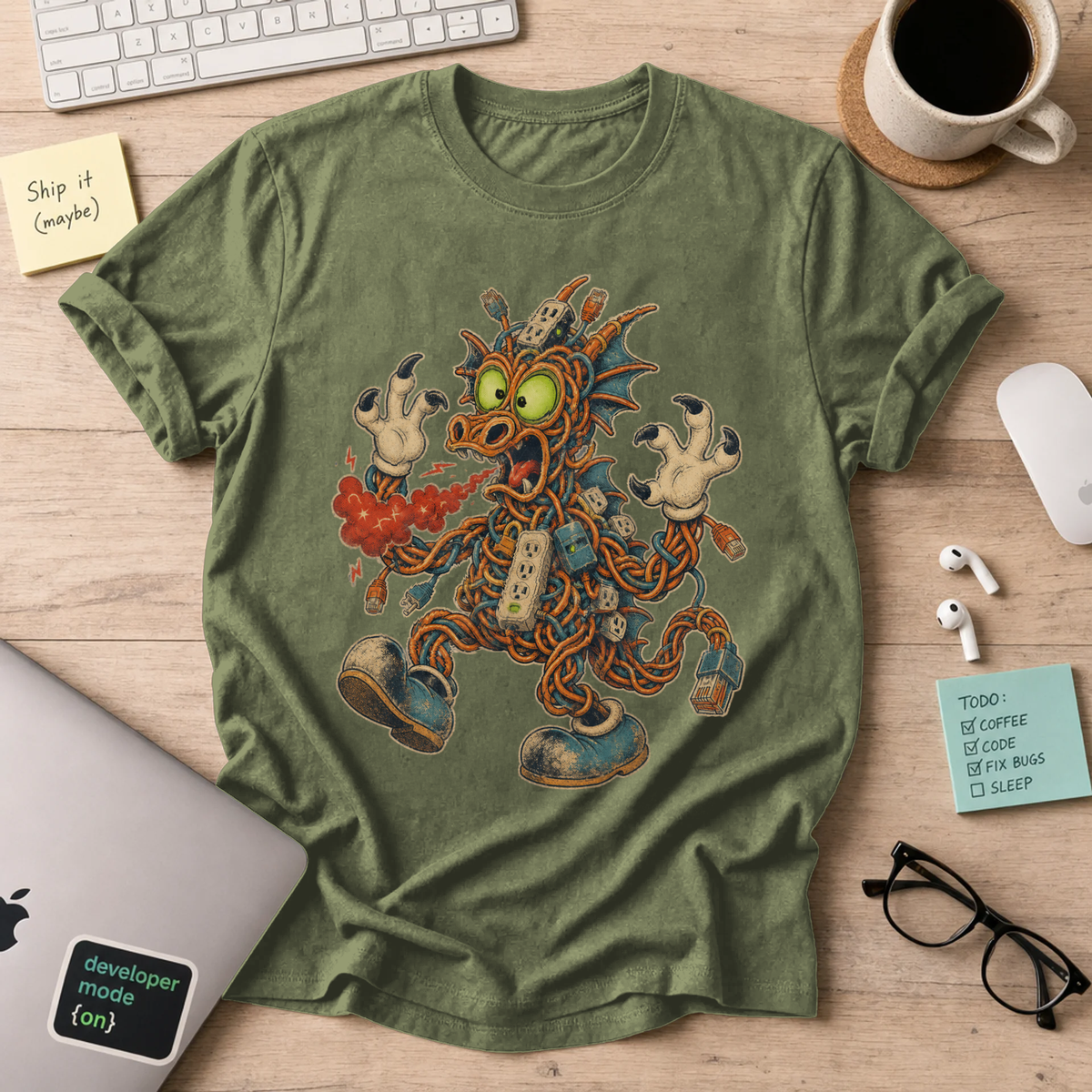 Cable Monster Shirt — Military Green
