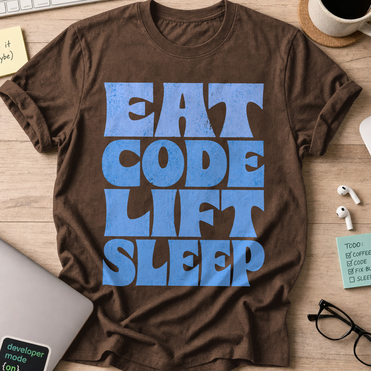 Eat Code Lift Sleep Bold Shirt - Dark Chocolate