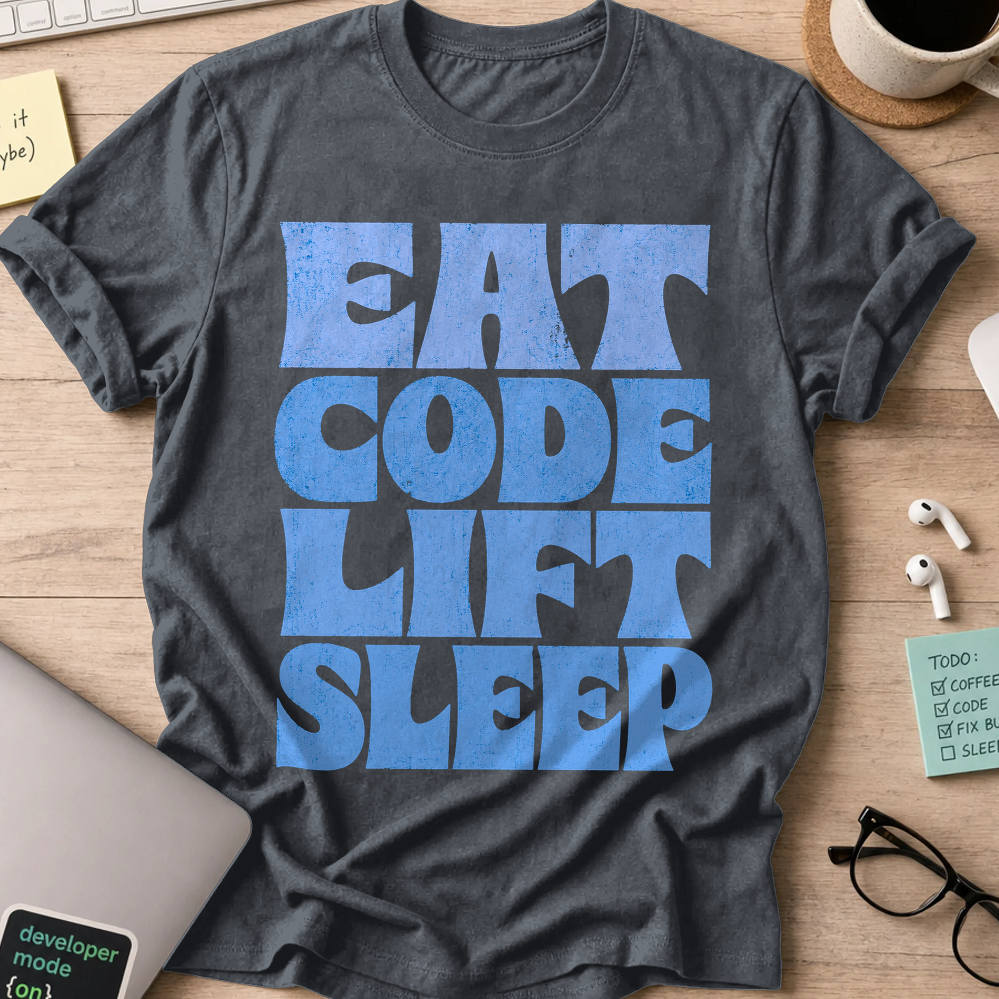 Eat Code Lift Sleep Bold Shirt - Dark Heather