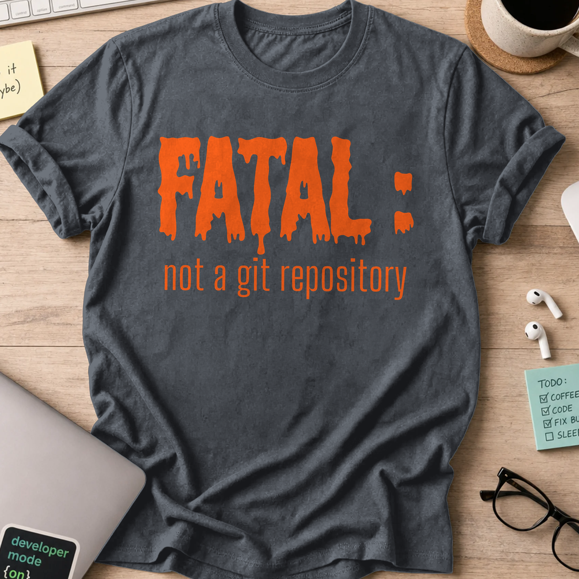 Fatal Not a Git Repository Shirt — Dark Heather