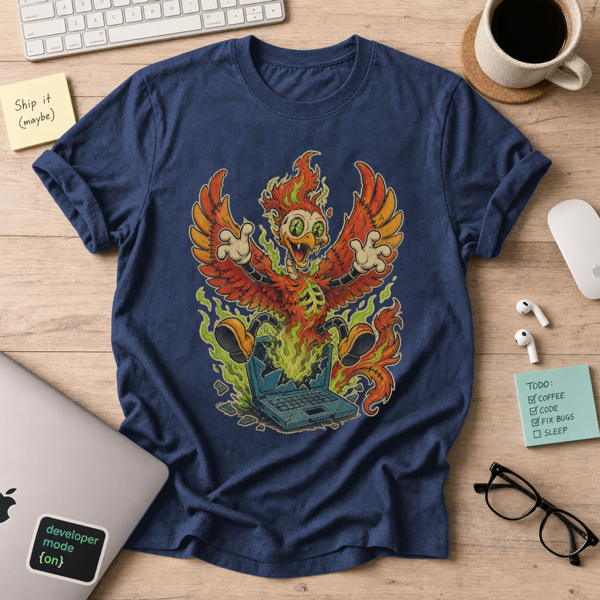 Phoenix Laptop Monster Shirt — Navy