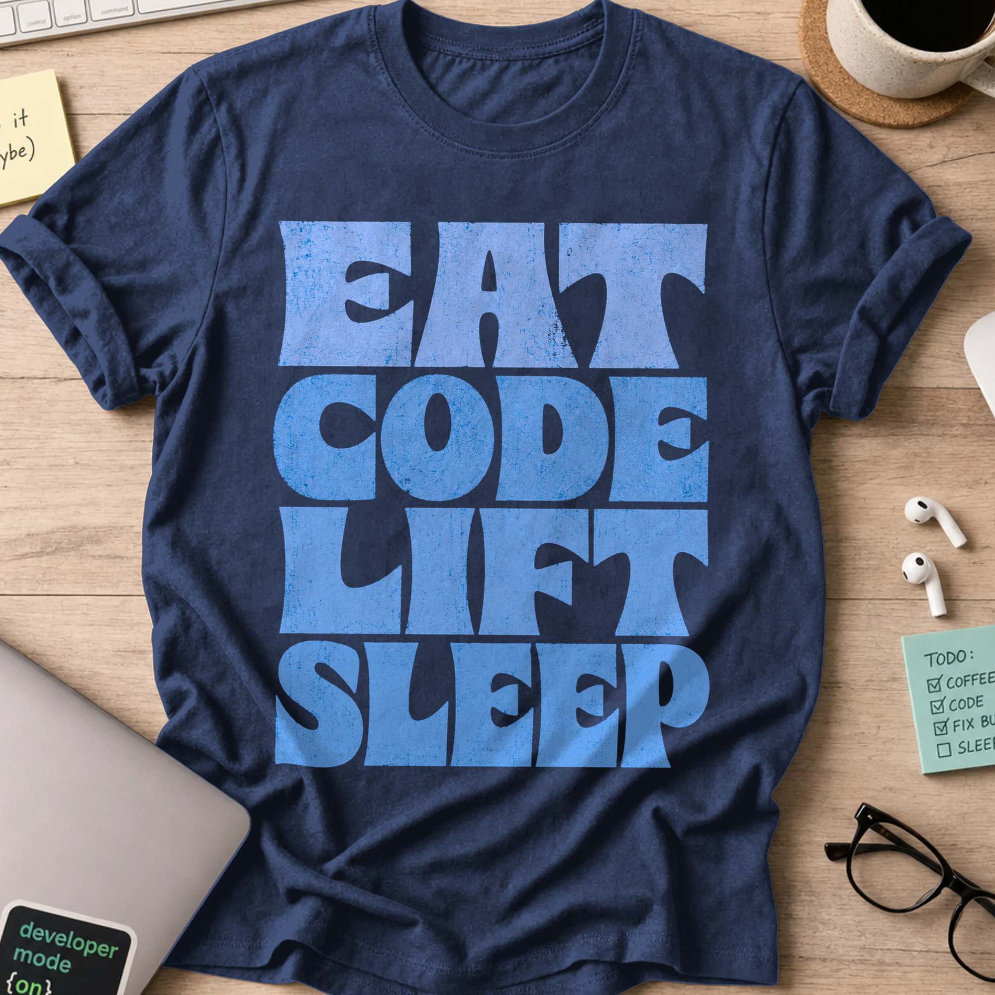 Eat Code Lift Sleep Bold Shirt - Navy