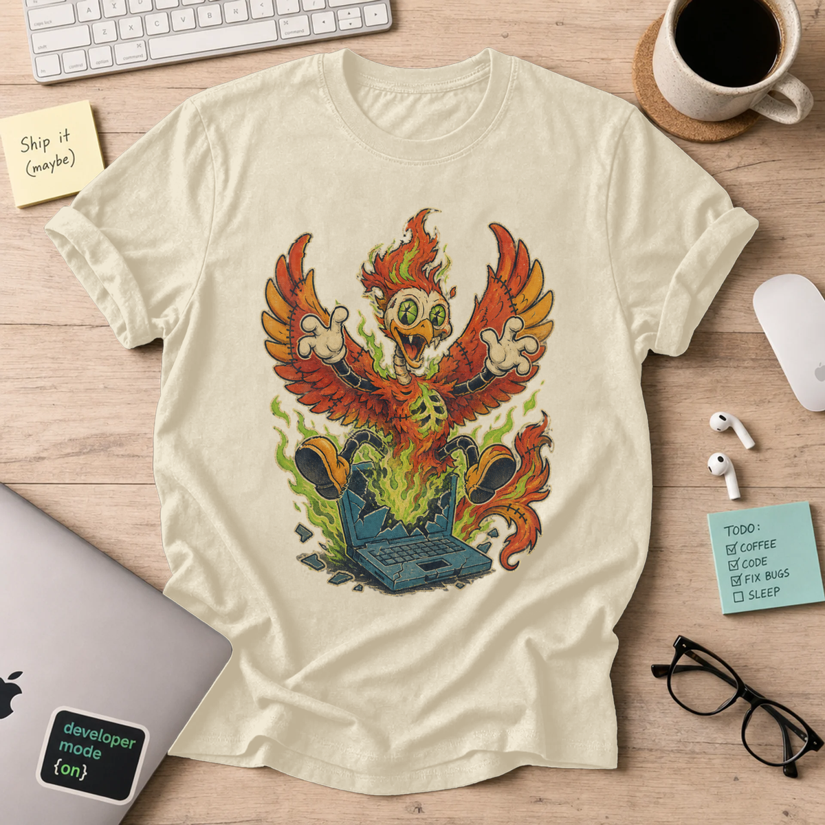 Phoenix Laptop Monster Shirt — Natural