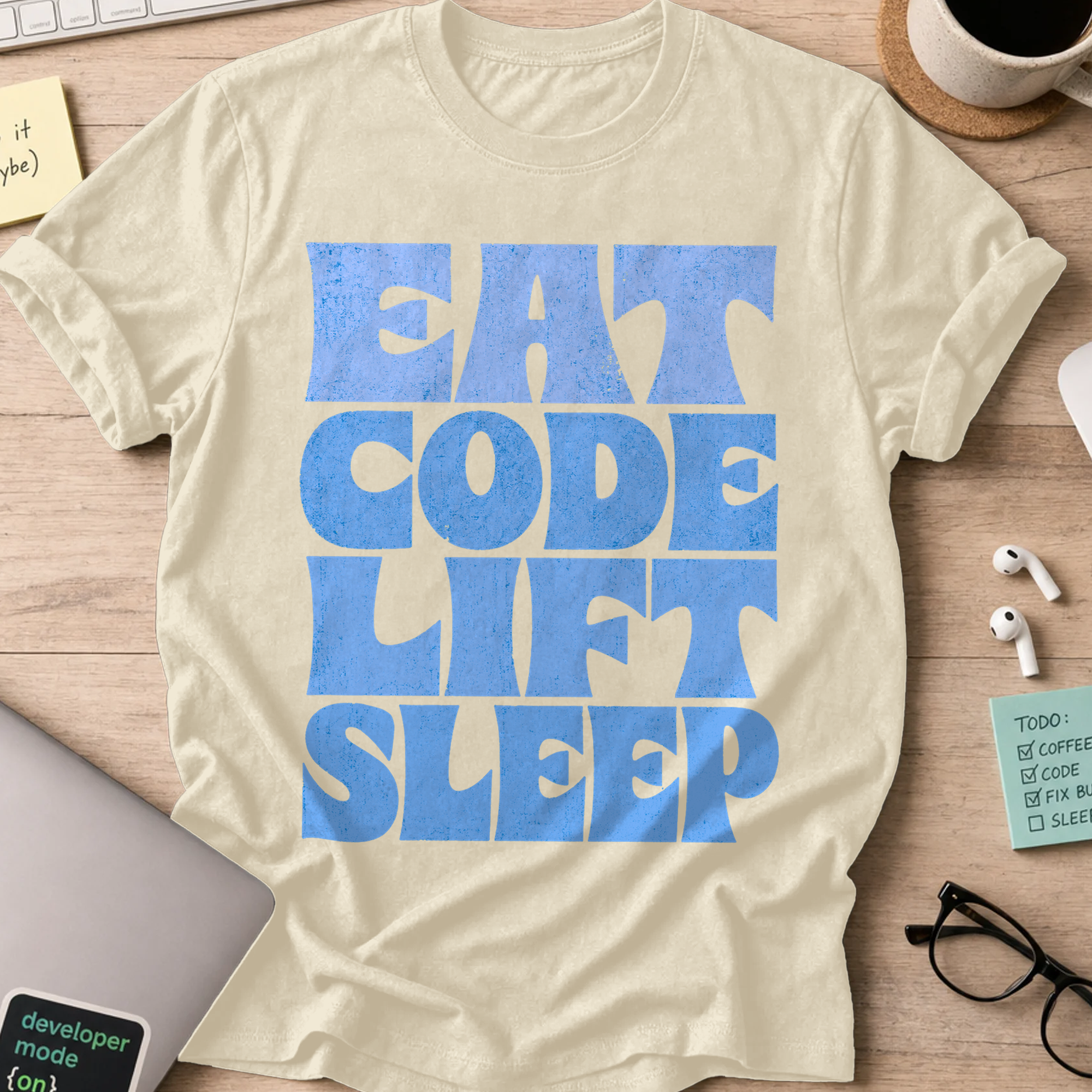 Eat Code Lift Sleep Bold Shirt - Natural