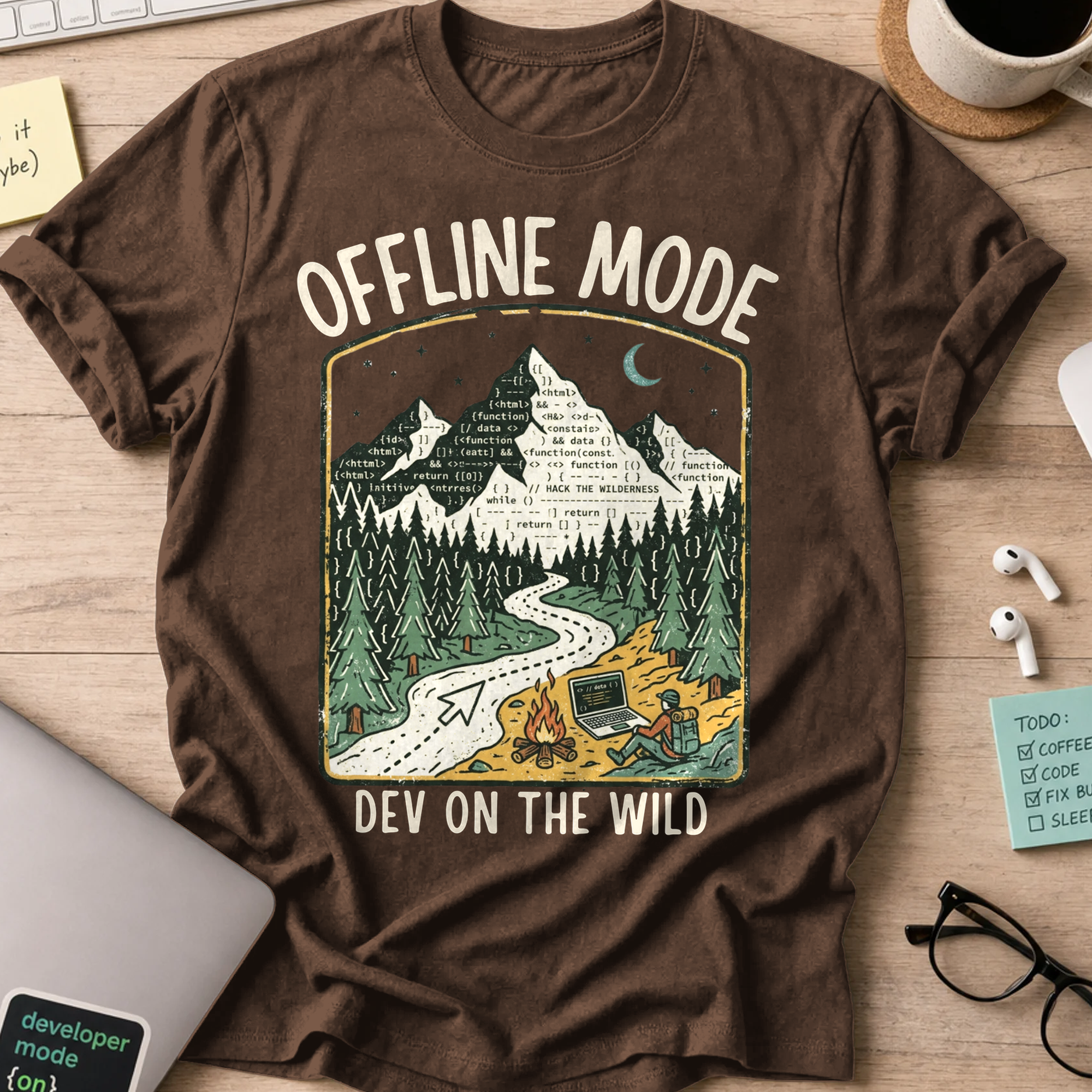 Offline Mode Dev On The Wild Shirt — Dark Chocolate