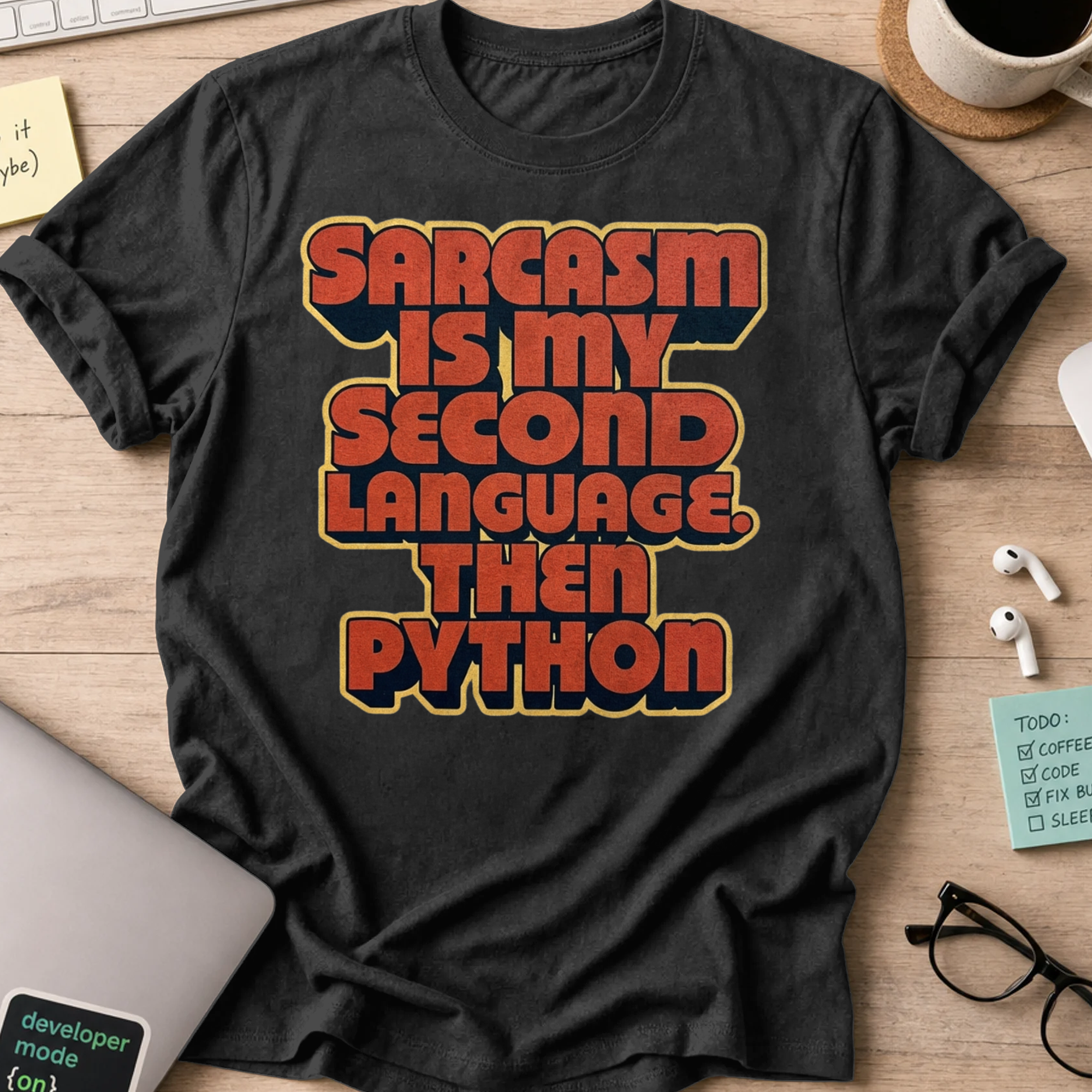 Sarcasm Is My Second Language Shirt — Black
