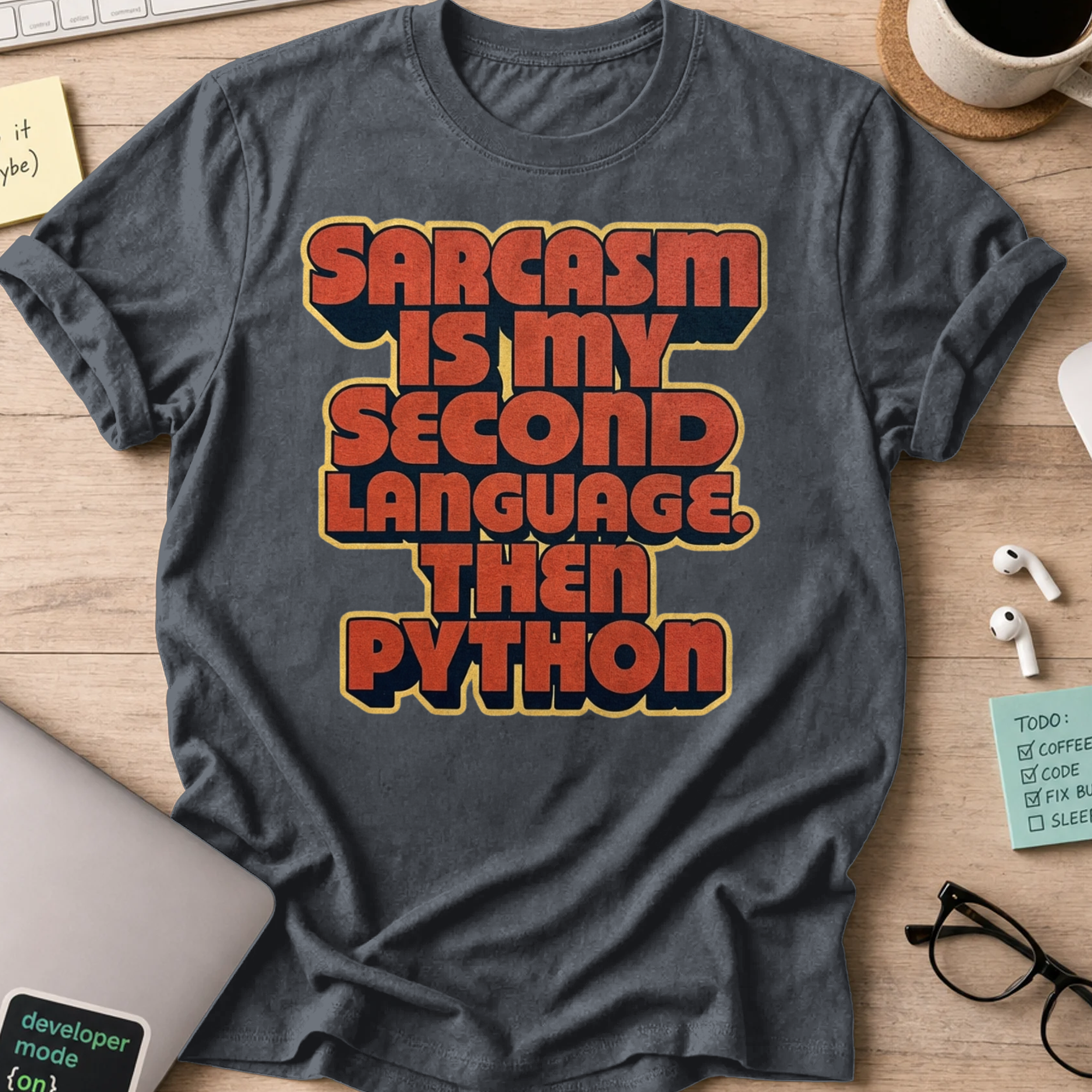 Sarcasm Is My Second Language Shirt — Dark Heather
