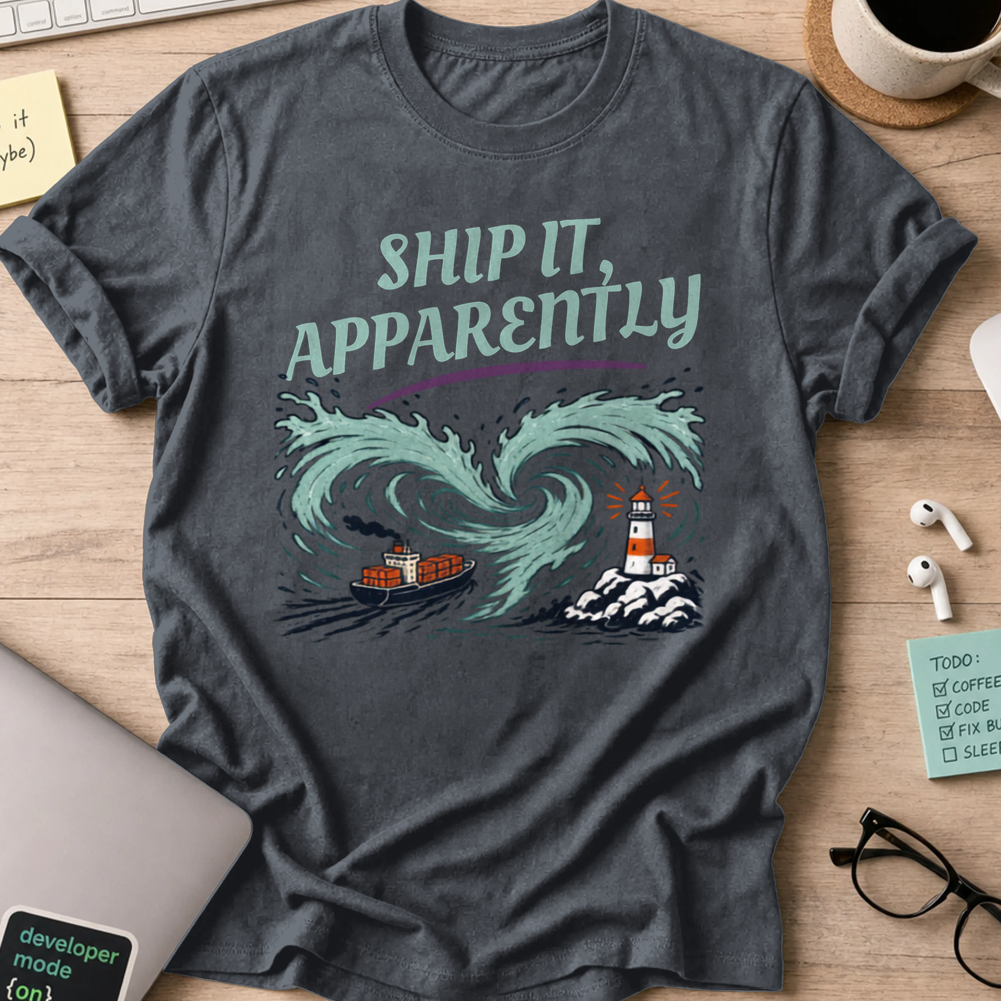 Ship It Apparently Shirt — Dark Heather