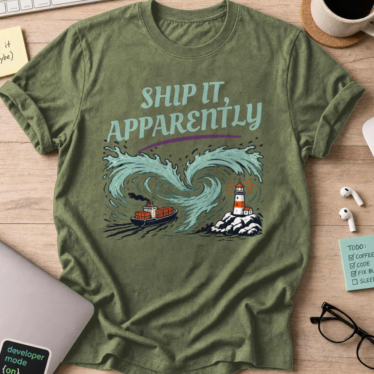 Ship It Apparently Shirt — Military Green