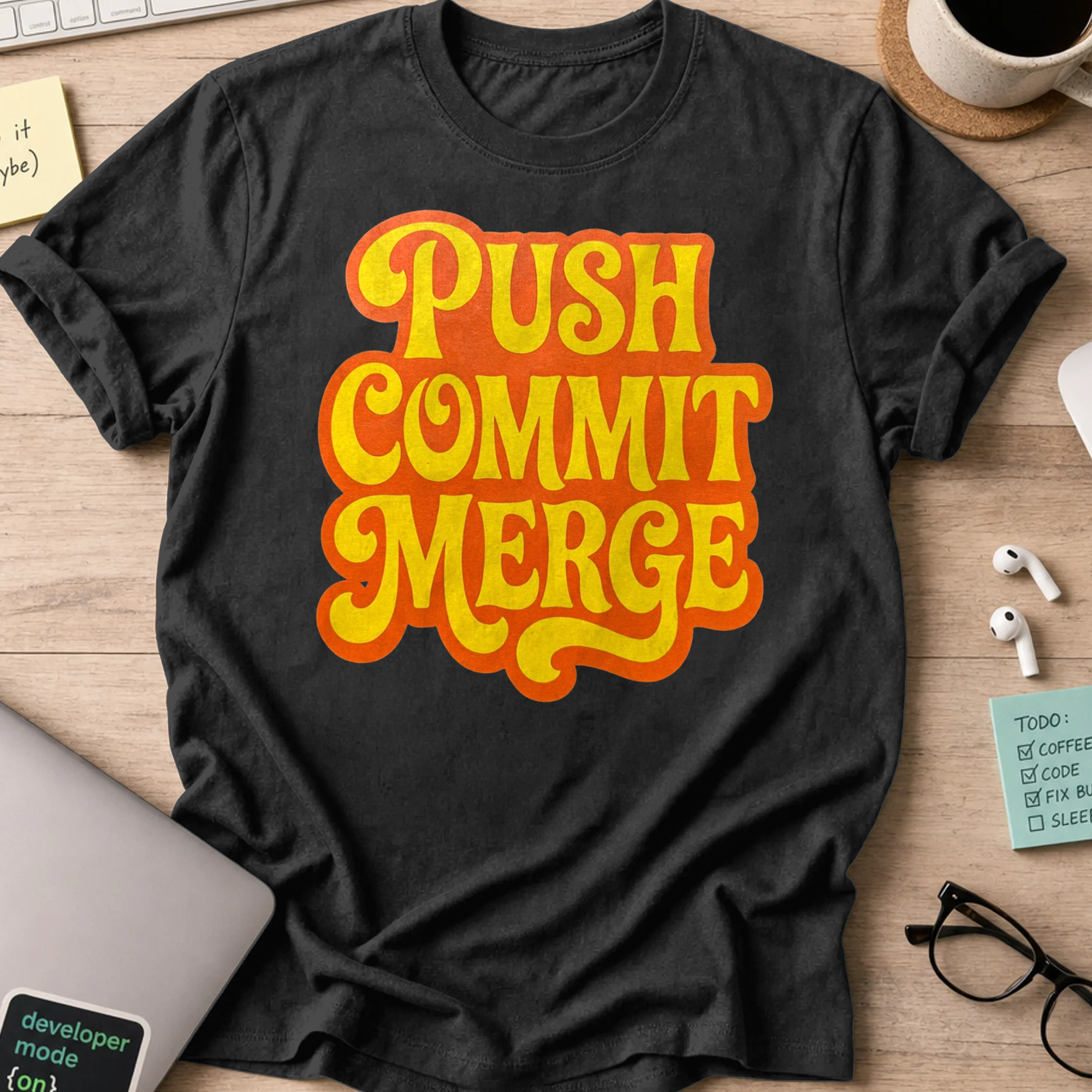 Push Commit Merge Shirt — Black