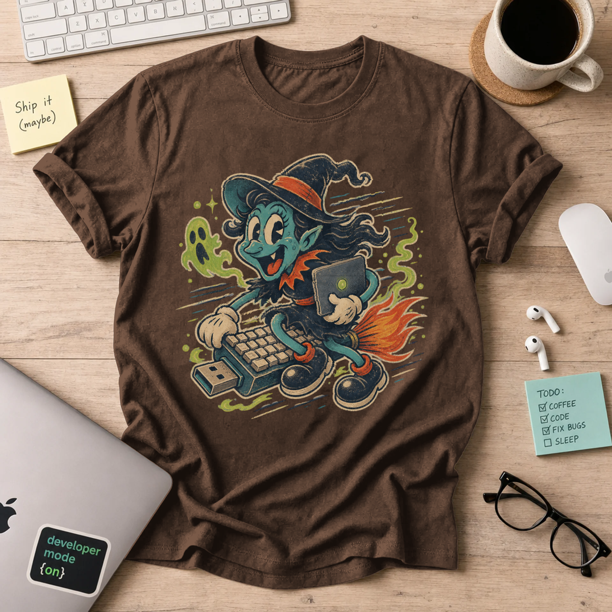 Witch Coder Shirt — Dark Chocolate