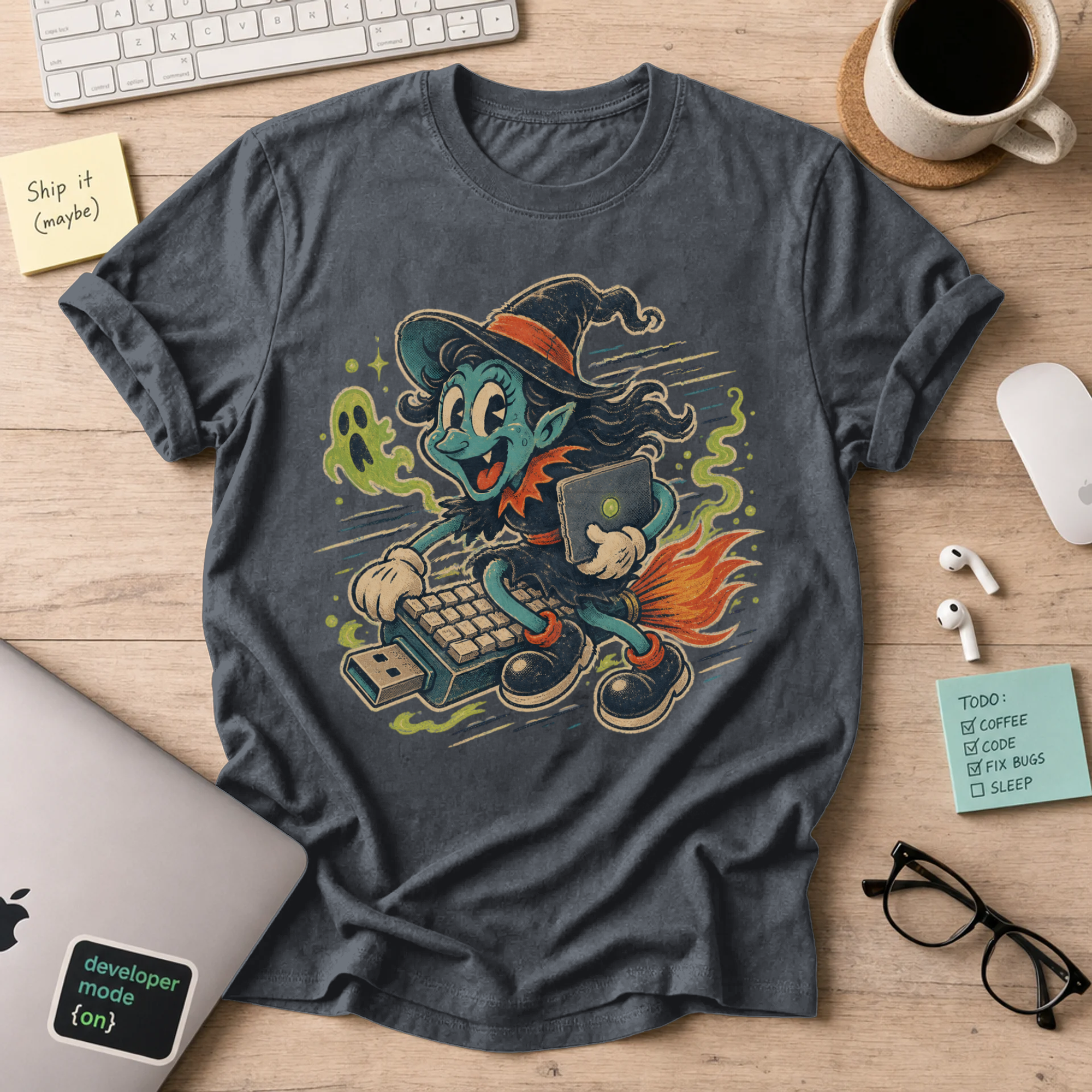 Witch Coder Shirt — Dark Heather