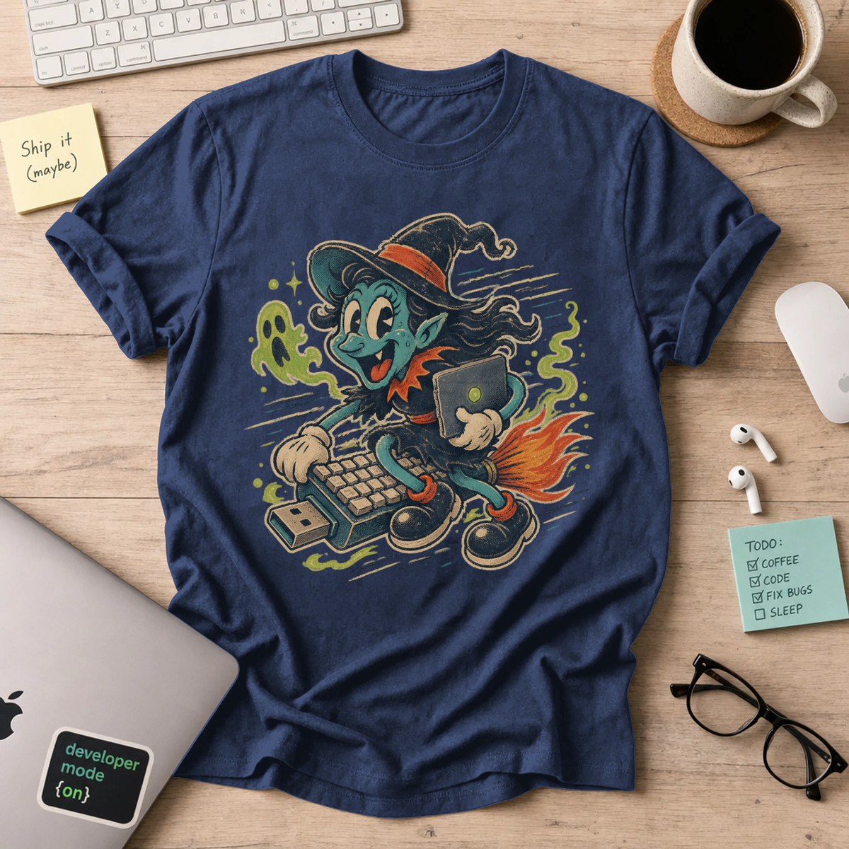 Witch Coder Shirt — Navy