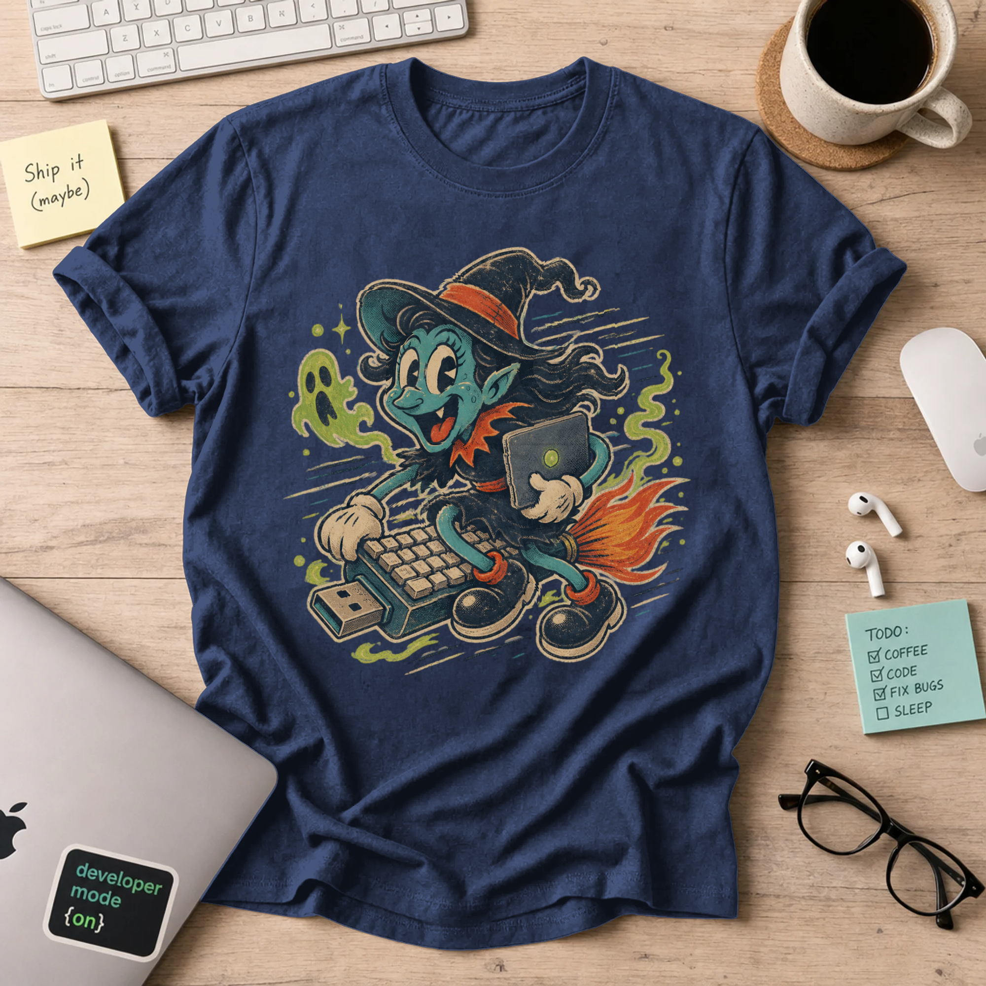Witch Coder Shirt — Navy