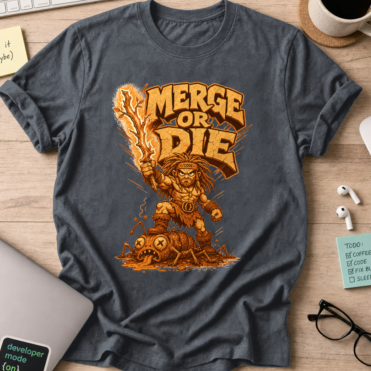 Merge or Die Shirt — Dark Heather